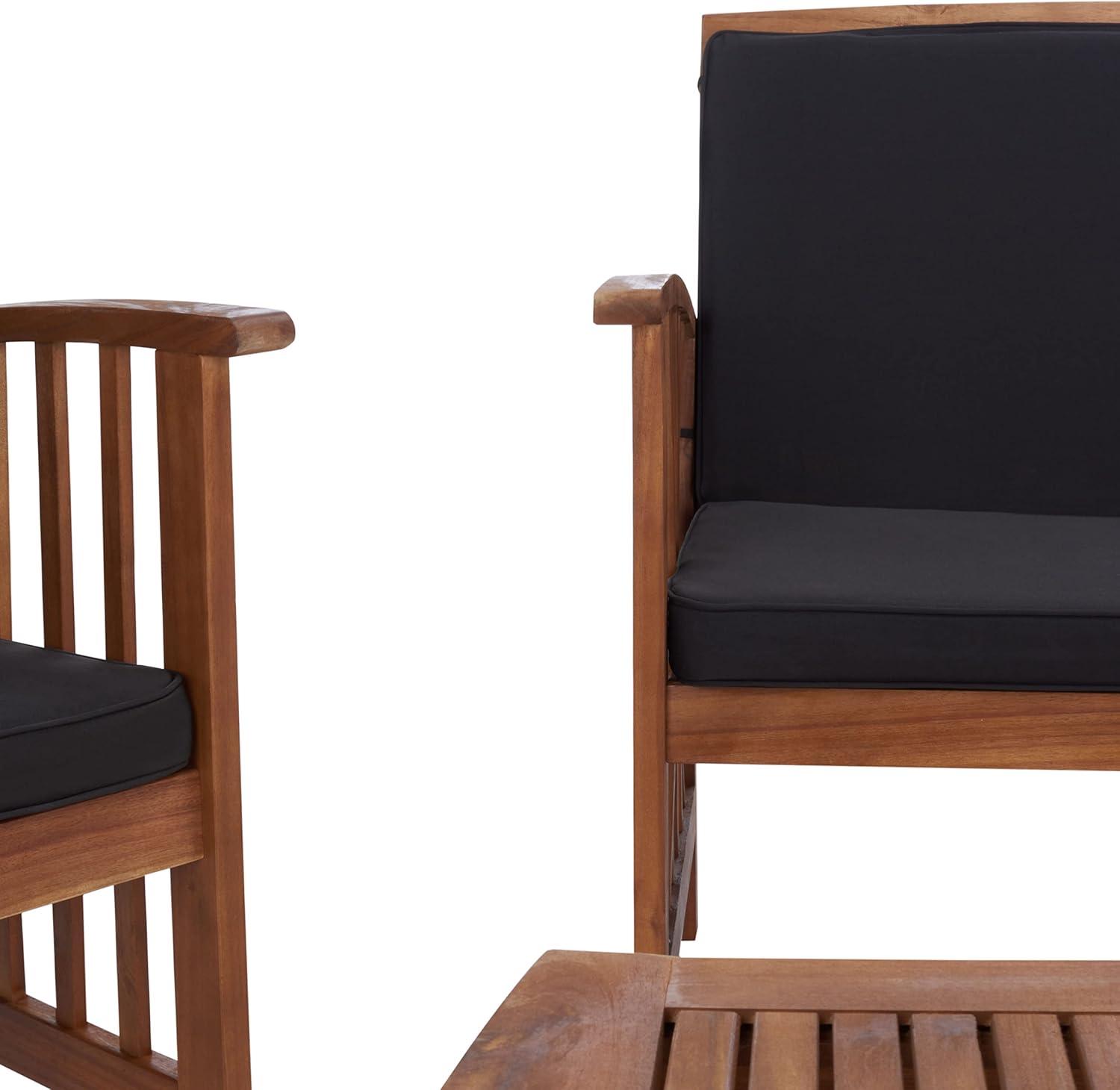 image:imageSAFAVIEH Outdoor Collection Rocklin Natural Green Cushion 4Piece Conversation Patio SetNaturalBlack
