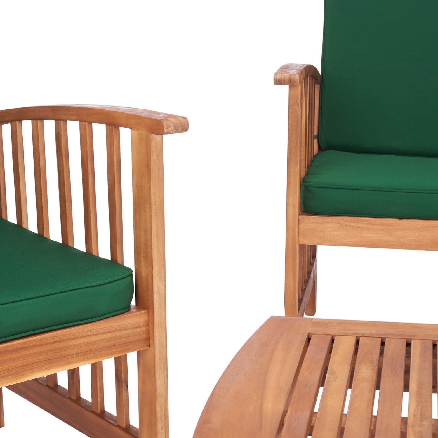 image:imageSAFAVIEH Outdoor Collection Rocklin Natural Green Cushion 4Piece Conversation Patio SetNaturalGreen