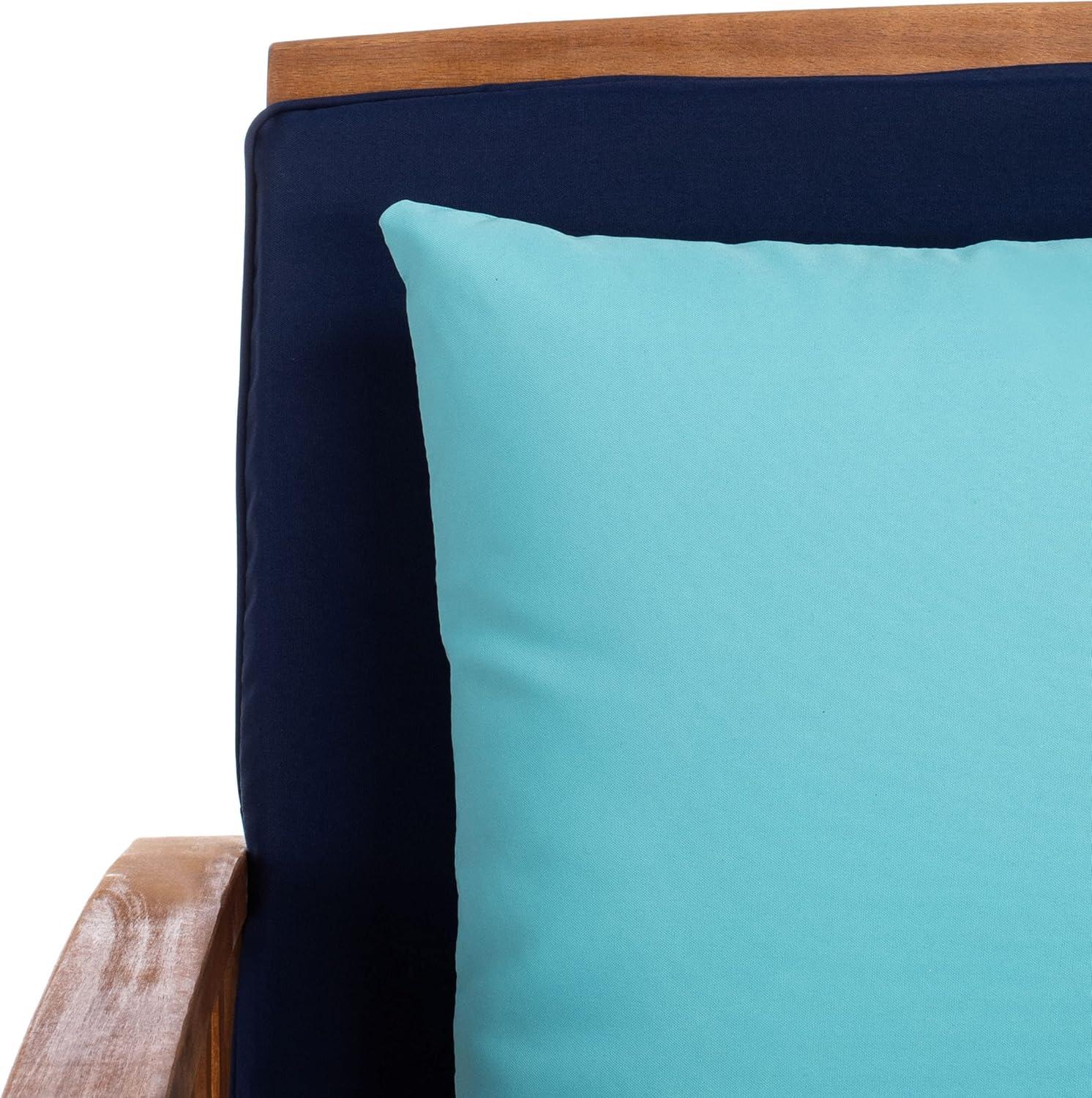 image:imageSAFAVIEH Outdoor Collection Rocklin Natural Green Cushion 4Piece Conversation Patio SetNaturalNavyLightblue