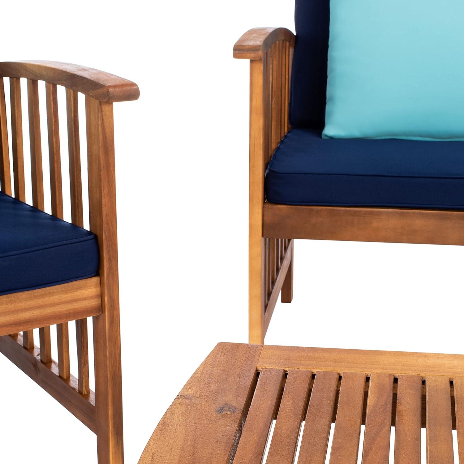 image:imageSAFAVIEH Outdoor Collection Rocklin Natural Green Cushion 4Piece Conversation Patio SetNaturalNavyLightblue