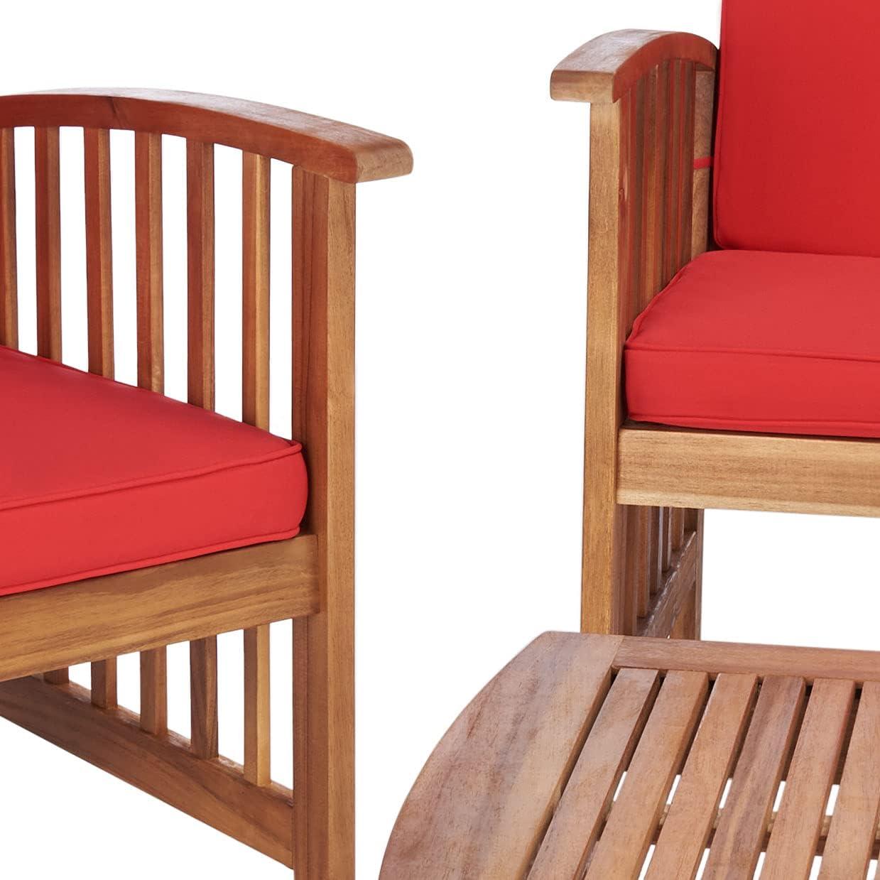 image:imageSAFAVIEH Outdoor Collection Rocklin Natural Green Cushion 4Piece Conversation Patio SetNaturalRed