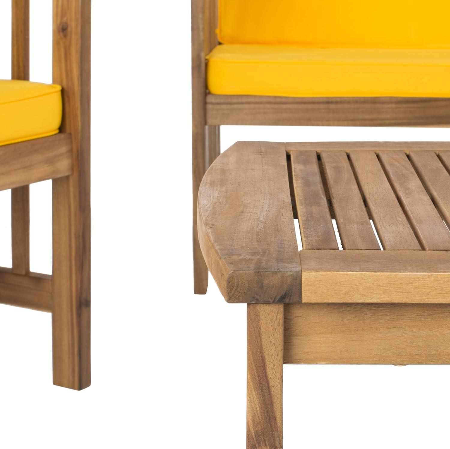 image:imageSAFAVIEH Outdoor Collection Rocklin Natural Green Cushion 4Piece Conversation Patio SetNaturalYellowNavy
