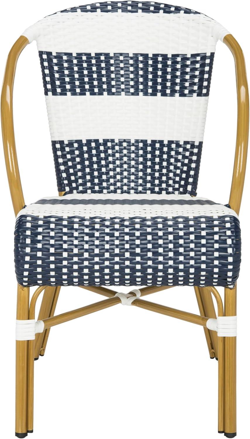 image:imageSAFAVIEH Outdoor Collection Sarita Navy and White Striped French Bistro Stacking Side Chair