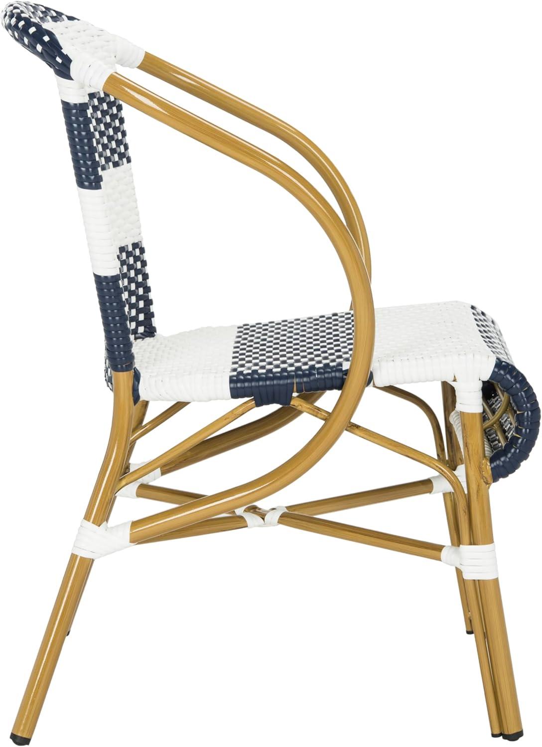 image:imageSAFAVIEH Outdoor Collection Sarita Navy and White Striped French Bistro Stacking Side Chair