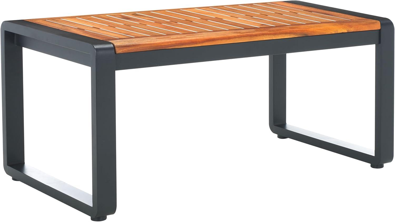 image:imageSAFAVIEH Outdoor Collection Vesta BlackGrey Solid Wood 4Piece Conversation SetBlackGrey