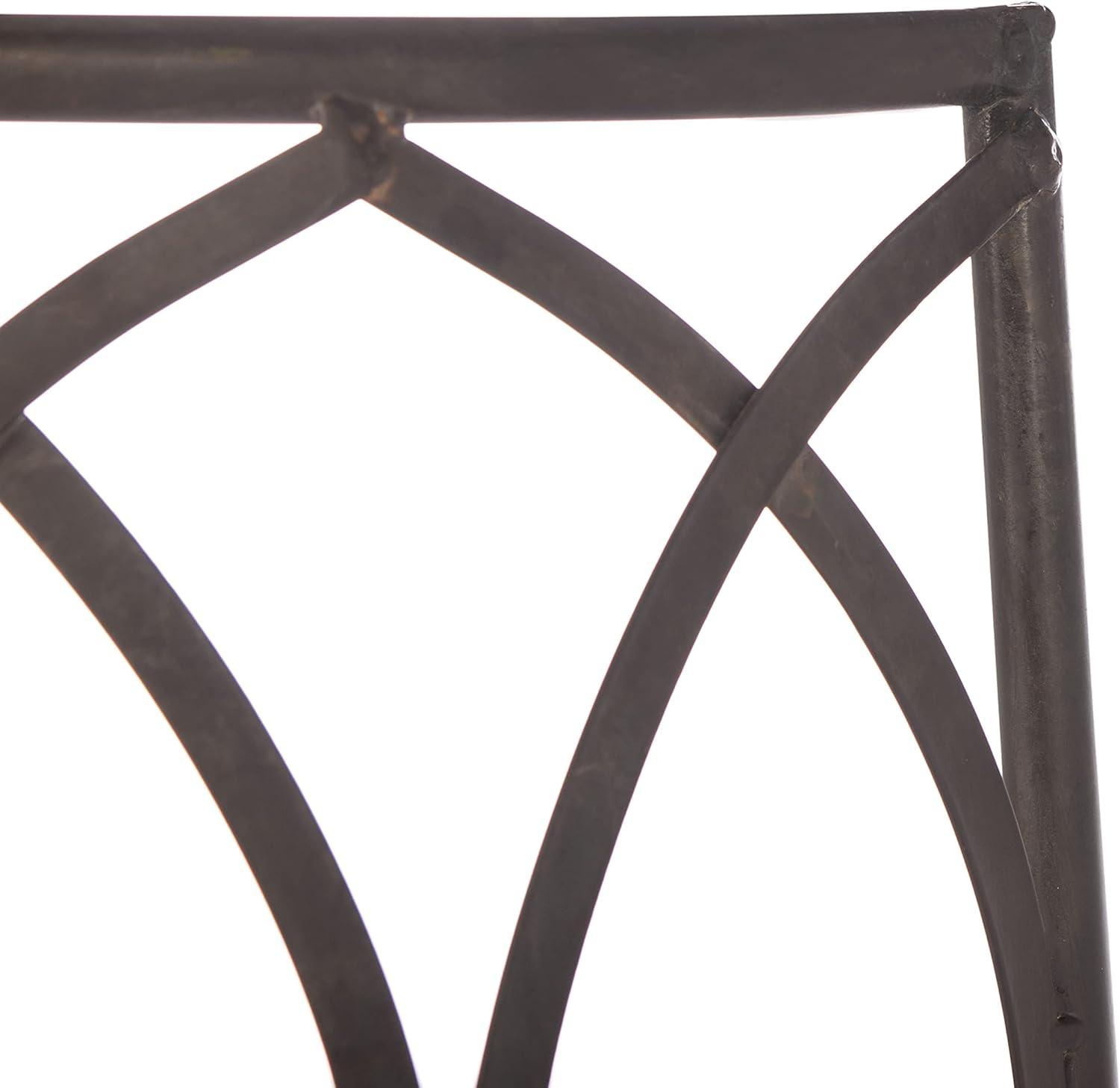 image:imageSAFAVIEH Outdoor Furniture Collection Abia Antique Blue Distressed Wrought Iron 50Inch Curved Tree Bench Garden amp Patio Seating PAT5018CRustic Brown