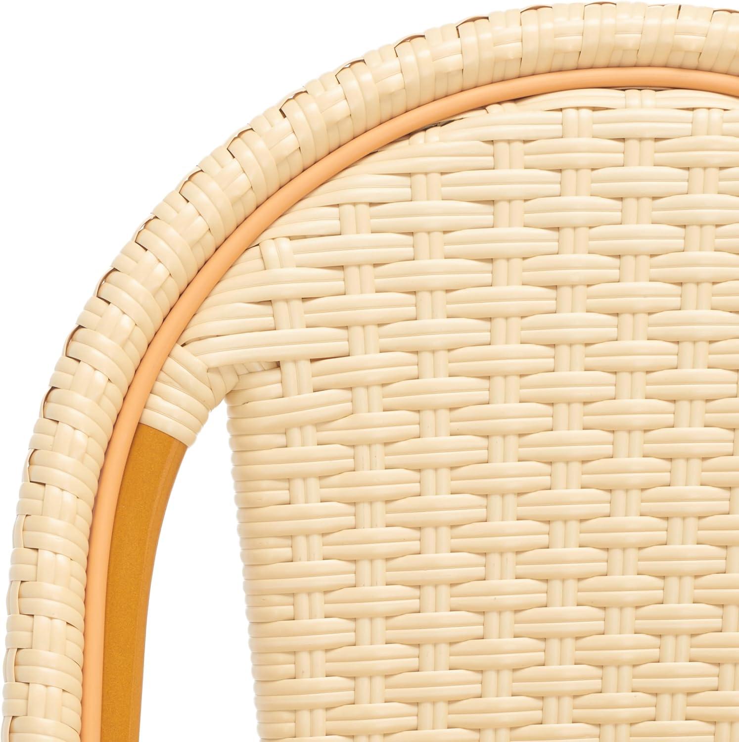 image:imageSAFAVIEH Outdoor Patio Furniture California Navy amp White Faux Wicker 25inch Seat Height Counter Stool Fully AssembledNatural