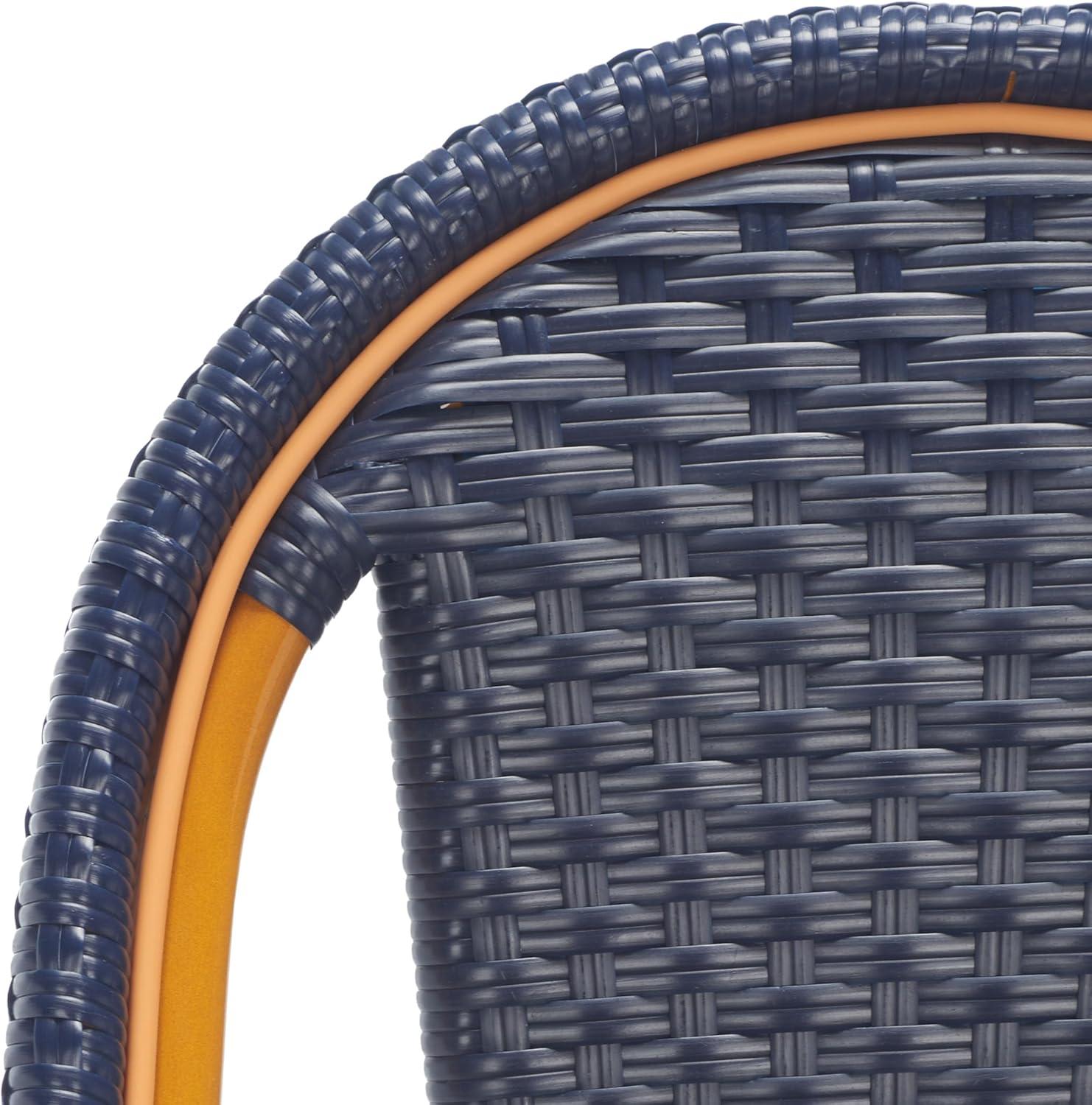 image:imageSAFAVIEH Outdoor Patio Furniture California Navy amp White Faux Wicker 25inch Seat Height Counter Stool Fully AssembledNavy