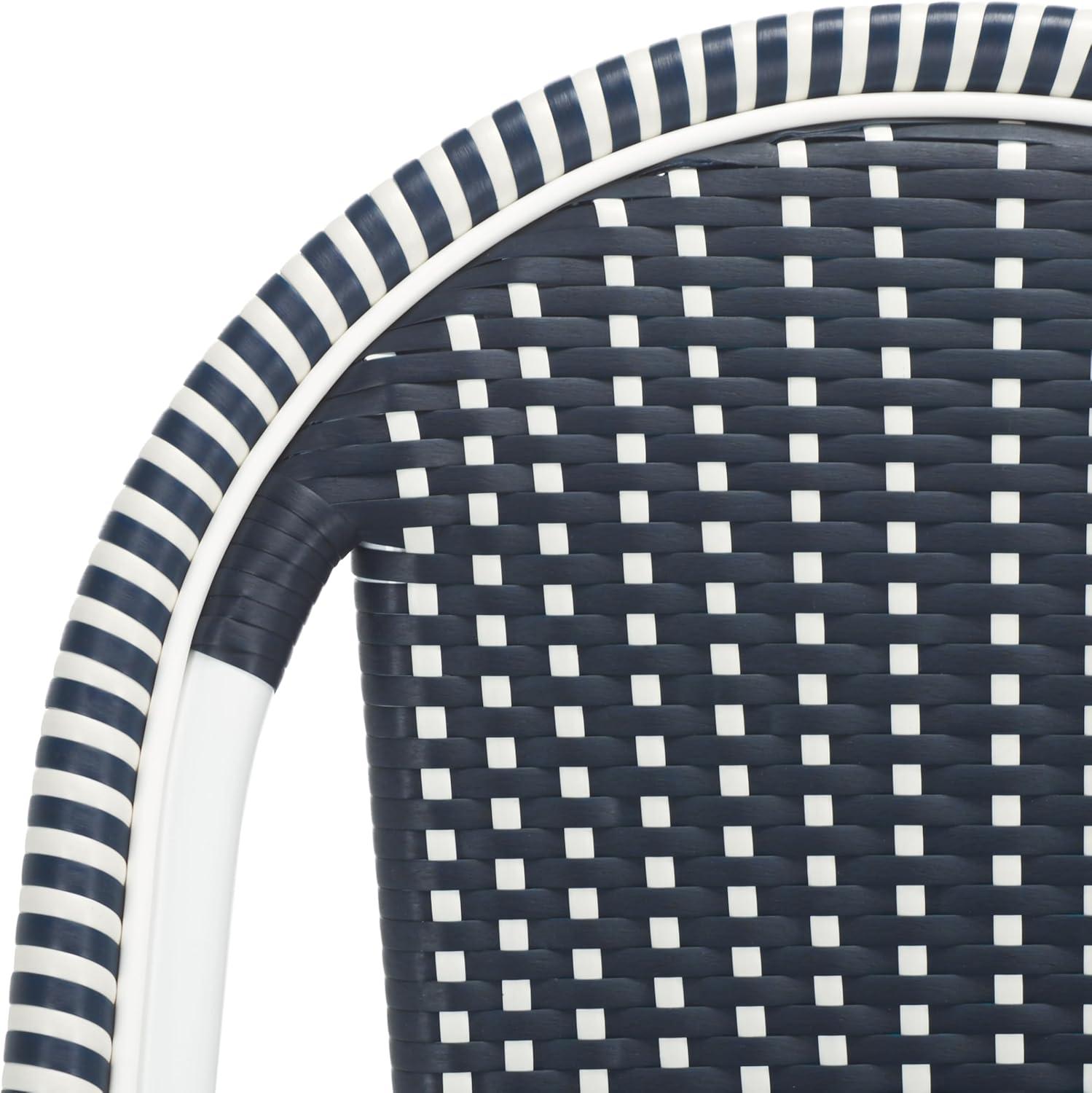 image:imageSAFAVIEH Outdoor Patio Furniture California Navy amp White Faux Wicker 25inch Seat Height Counter Stool Fully AssembledNavyNavy