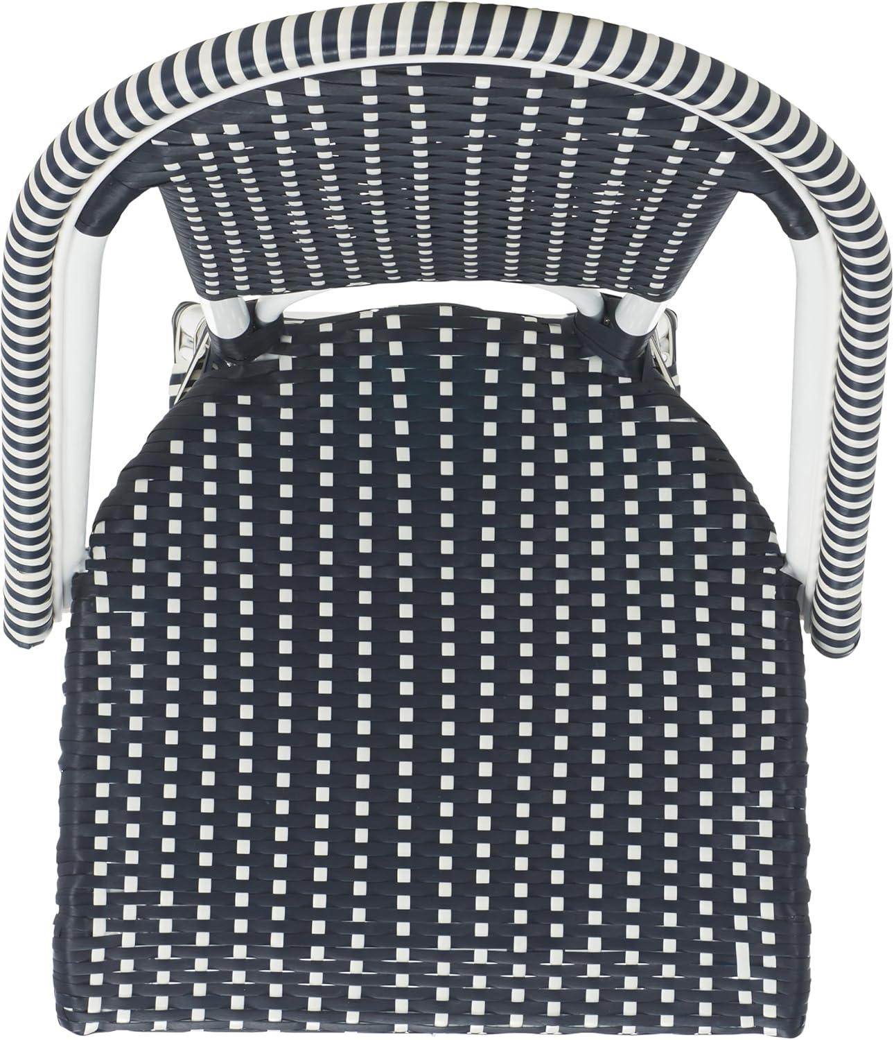 image:imageSAFAVIEH Outdoor Patio Furniture California Navy amp White Faux Wicker 25inch Seat Height Counter Stool Fully AssembledNavyNavy