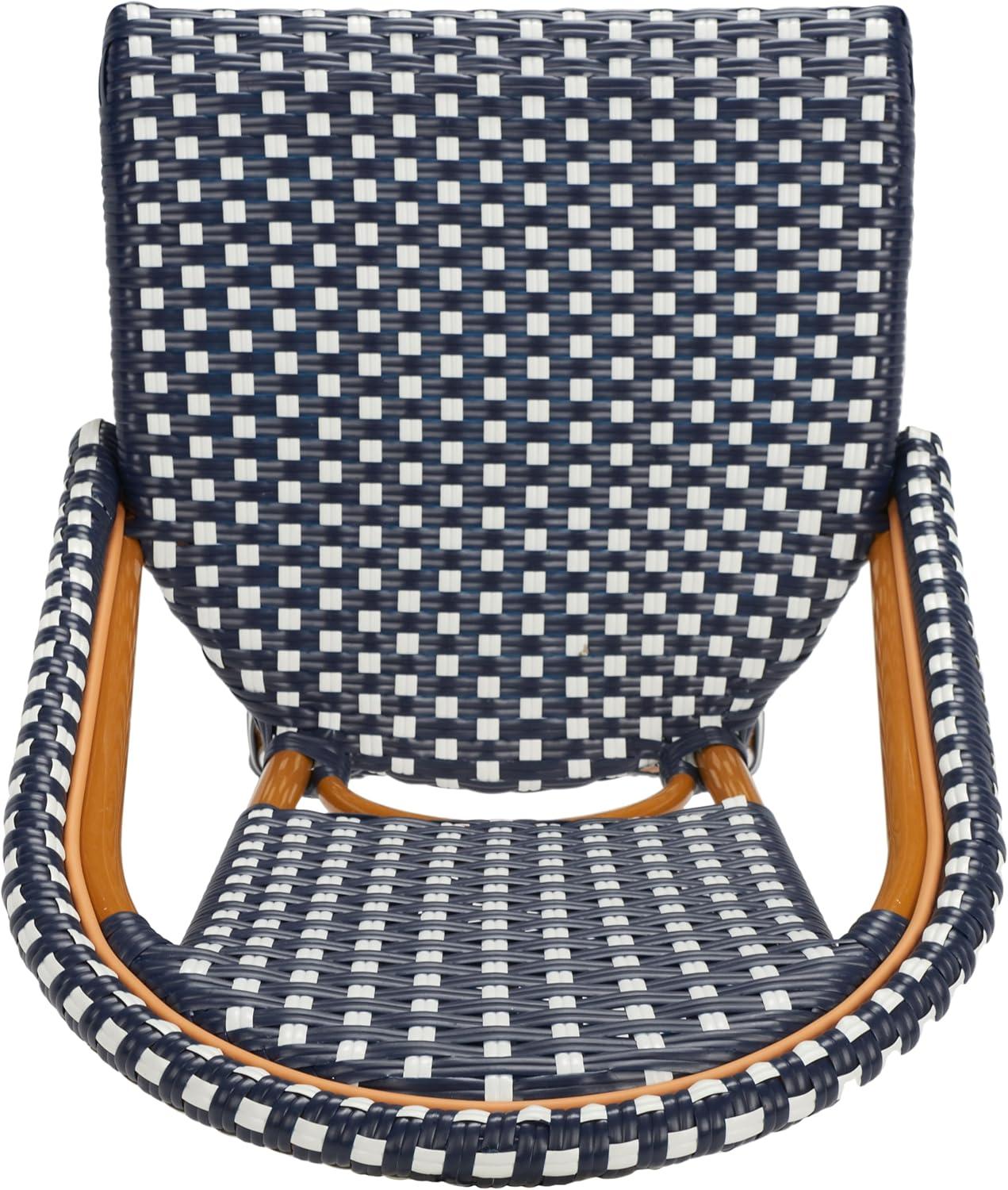 image:imageSAFAVIEH Outdoor Patio Furniture California Navy amp White Faux Wicker 25inch Seat Height Counter Stool Fully AssembledNavyWhite