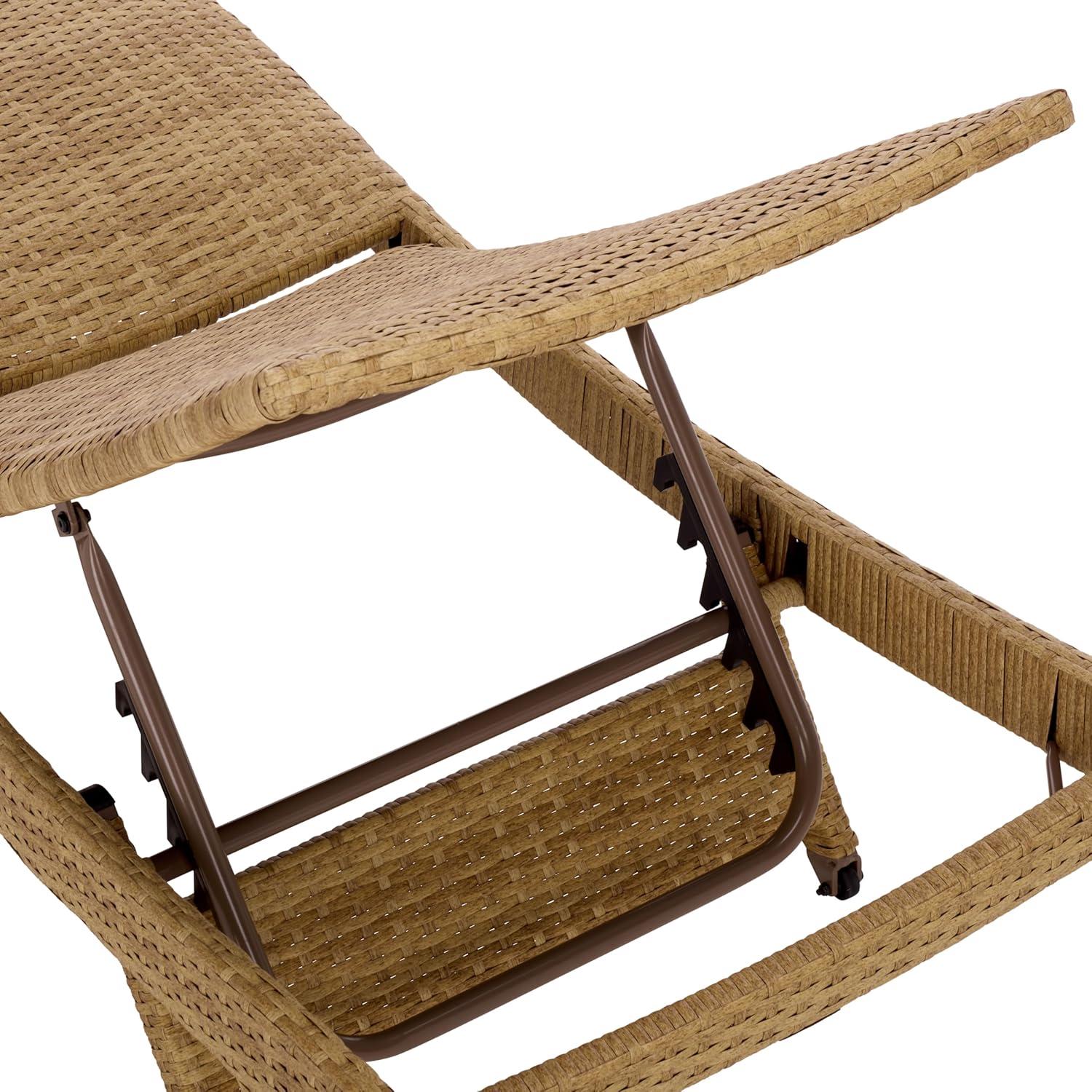 image:imageSAFAVIEH Outdoor Patio Furniture Collection Alex Brown amp Taupe Quick Dry Foam Lounger Adjustable Outdoor Chaise Modern Curved Design PAT7545BNaturalTaupe