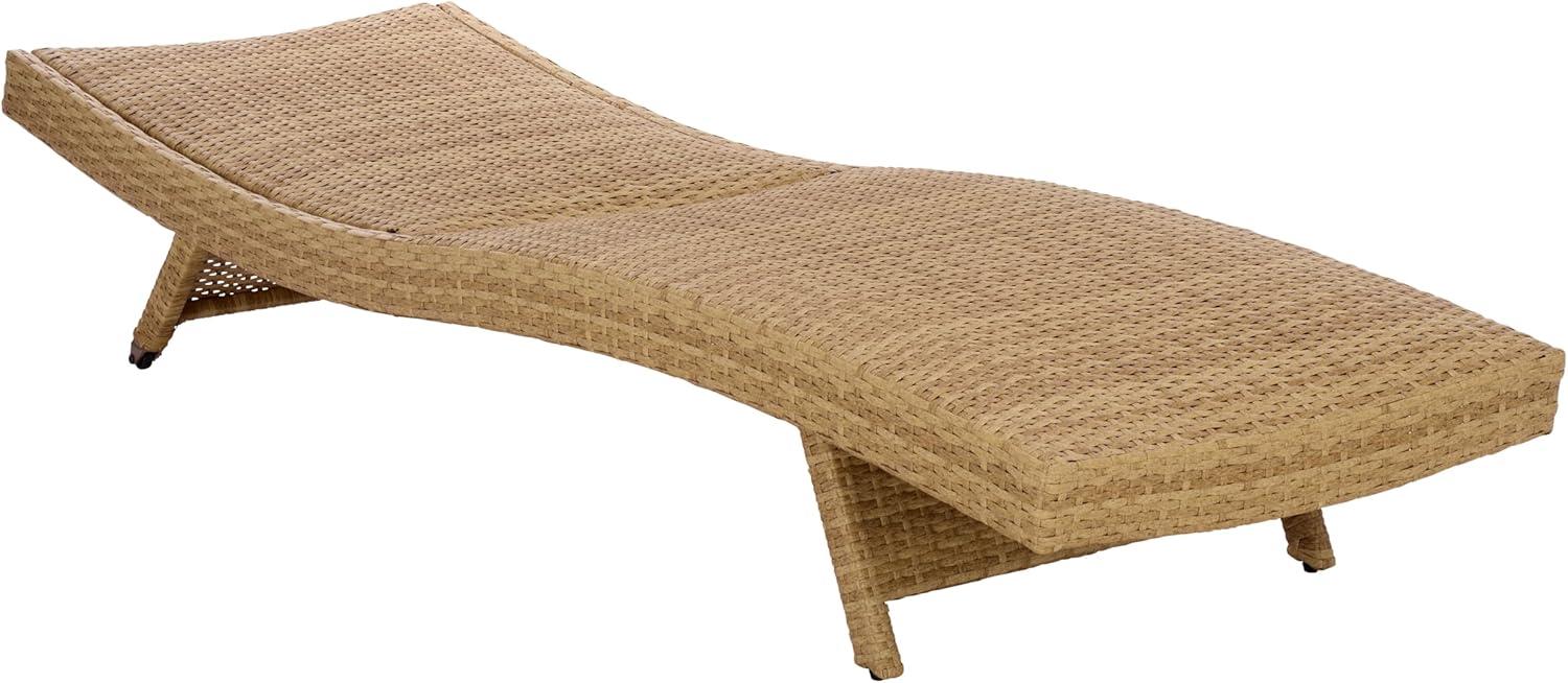 image:imageSAFAVIEH Outdoor Patio Furniture Collection Alex Brown amp Taupe Quick Dry Foam Lounger Adjustable Outdoor Chaise Modern Curved Design PAT7545BNaturalTaupe