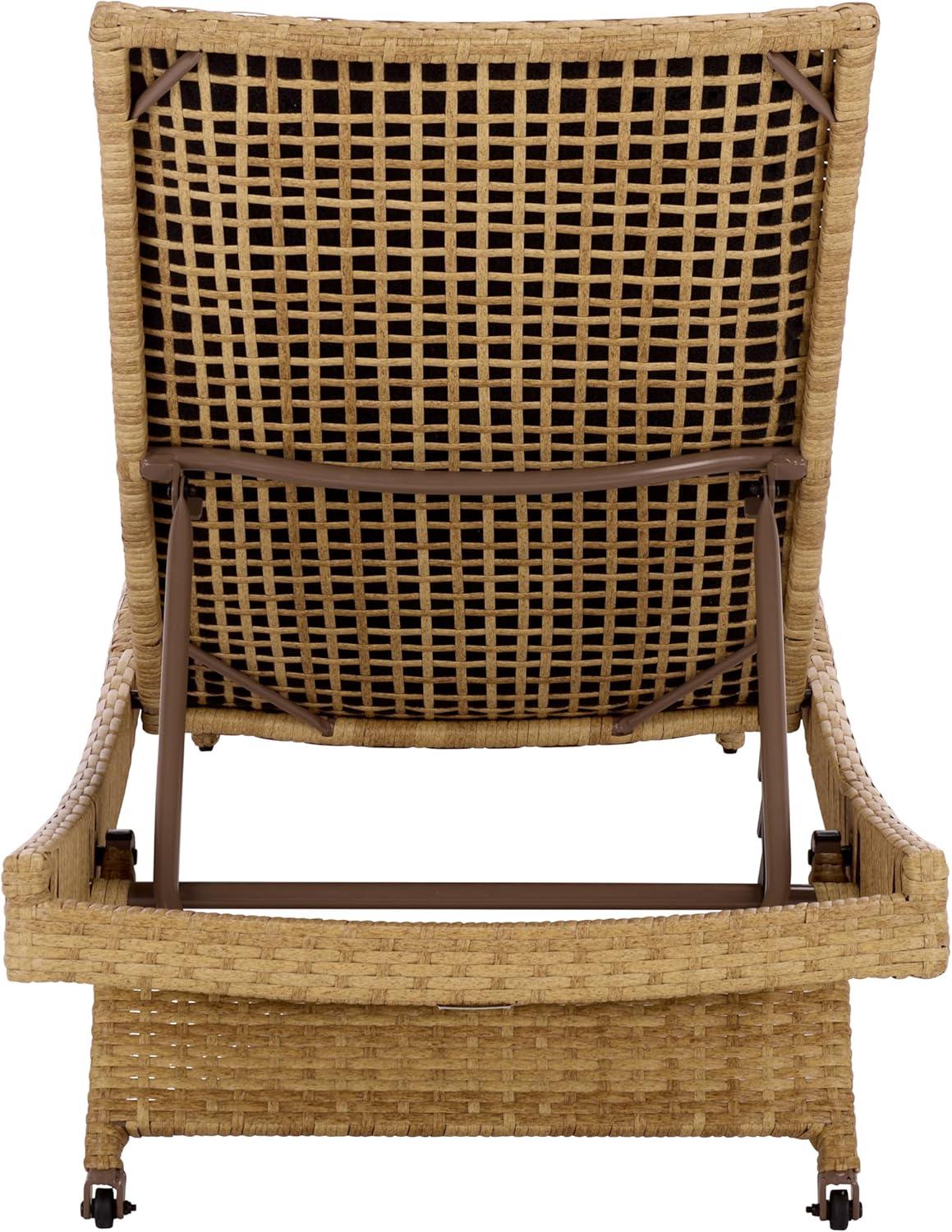 image:imageSAFAVIEH Outdoor Patio Furniture Collection Alex Brown amp Taupe Quick Dry Foam Lounger Adjustable Outdoor Chaise Modern Curved Design PAT7545BNaturalTaupe