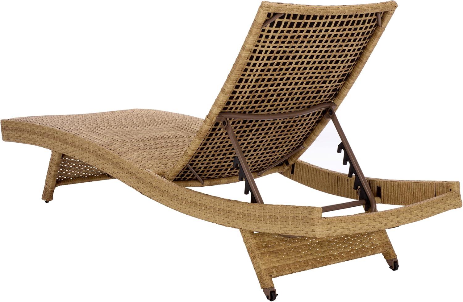 image:imageSAFAVIEH Outdoor Patio Furniture Collection Alex Brown amp Taupe Quick Dry Foam Lounger Adjustable Outdoor Chaise Modern Curved Design PAT7545BNaturalTaupe