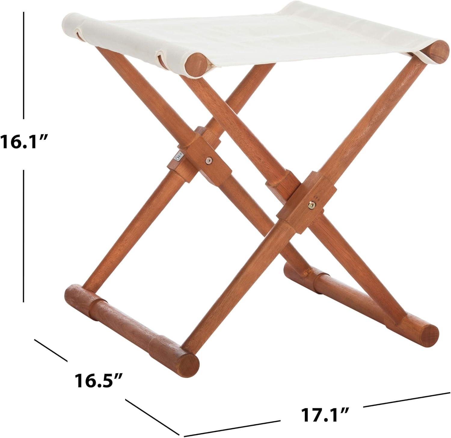 image:imageSAFAVIEH Outdoor Patio Furniture Collection Breanne Natural amp Navy Striped Outdoor Stool Set of 2 Solid Wood Folding Accent Seating PAT7053CSET2Natural Beige