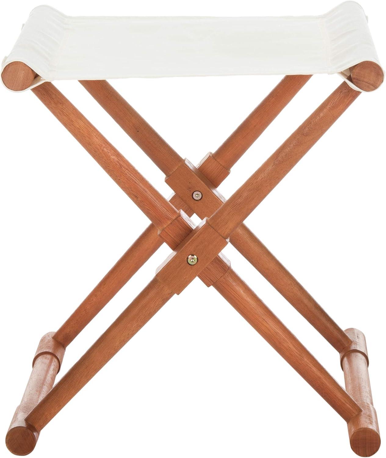 image:imageSAFAVIEH Outdoor Patio Furniture Collection Breanne Natural amp Navy Striped Outdoor Stool Set of 2 Solid Wood Folding Accent Seating PAT7053CSET2Natural Beige