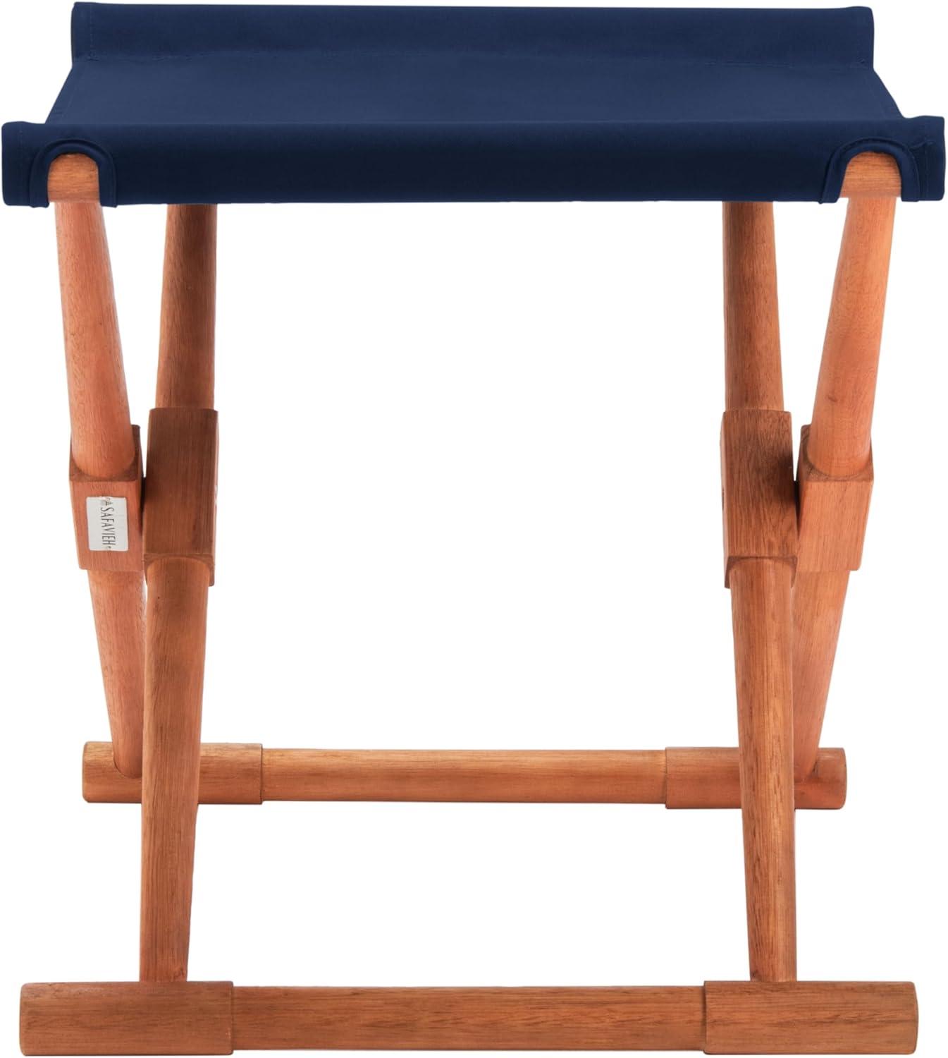 image:imageSAFAVIEH Outdoor Patio Furniture Collection Breanne Natural amp Navy Striped Outdoor Stool Set of 2 Solid Wood Folding Accent Seating PAT7053CSET2Natural Navy