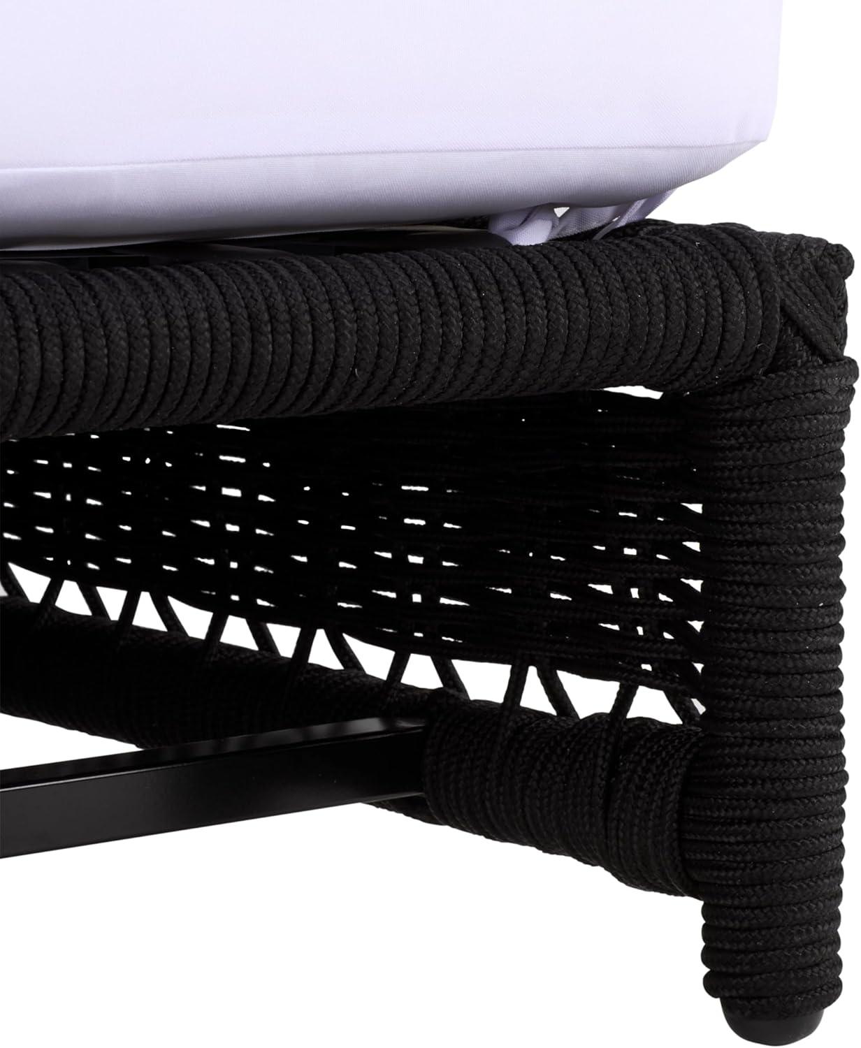image:imageSAFAVIEH Outdoor Patio Furniture Collection Callan Black Rope amp White Cushion Lounger Fully Assembled Outdoor Chaise Modern LowProfile Design PAT7546BBlackWhite