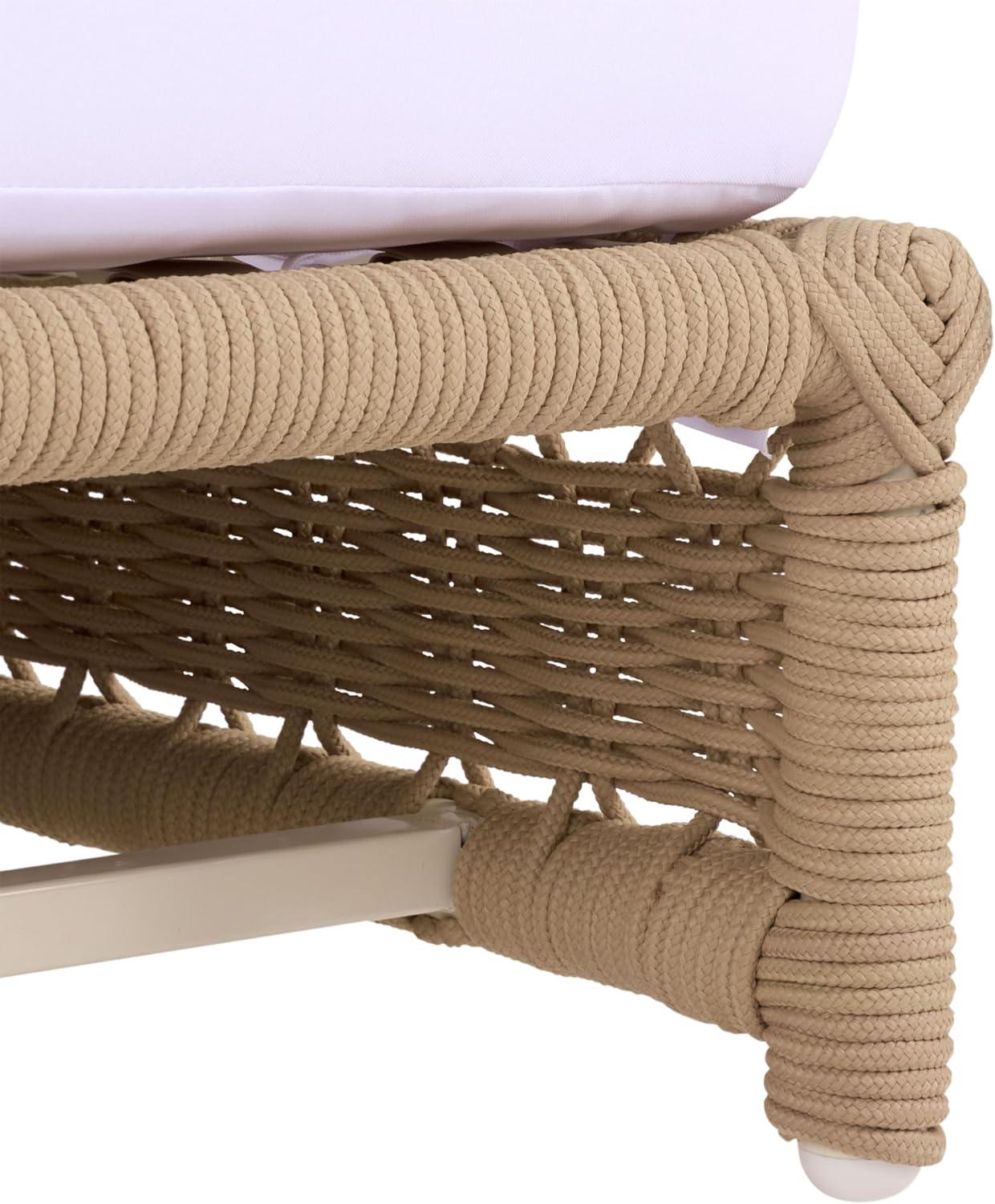 image:imageSAFAVIEH Outdoor Patio Furniture Collection Callan Black Rope amp White Cushion Lounger Fully Assembled Outdoor Chaise Modern LowProfile Design PAT7546BTanWhite
