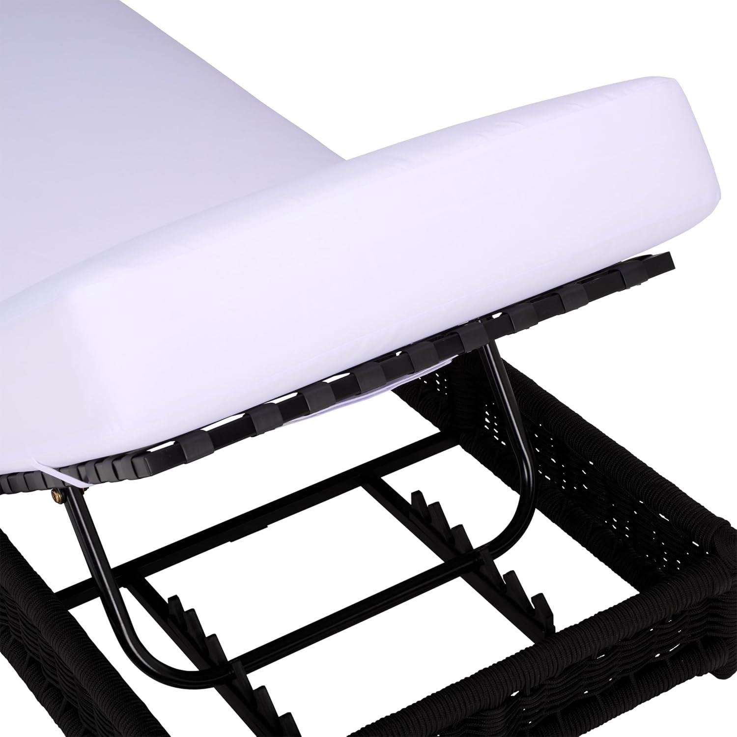image:imageSAFAVIEH Outdoor Patio Furniture Collection Callan Black Rope amp White Cushion Lounger Fully Assembled Outdoor Chaise Modern LowProfile Design PAT7546BBlackWhite