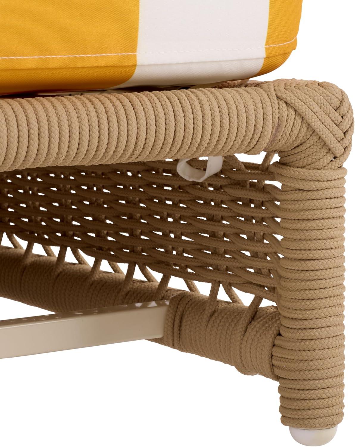 image:imageSAFAVIEH Outdoor Patio Furniture Collection Callan Black Rope amp White Cushion Lounger Fully Assembled Outdoor Chaise Modern LowProfile Design PAT7546BTanYellow Stripe