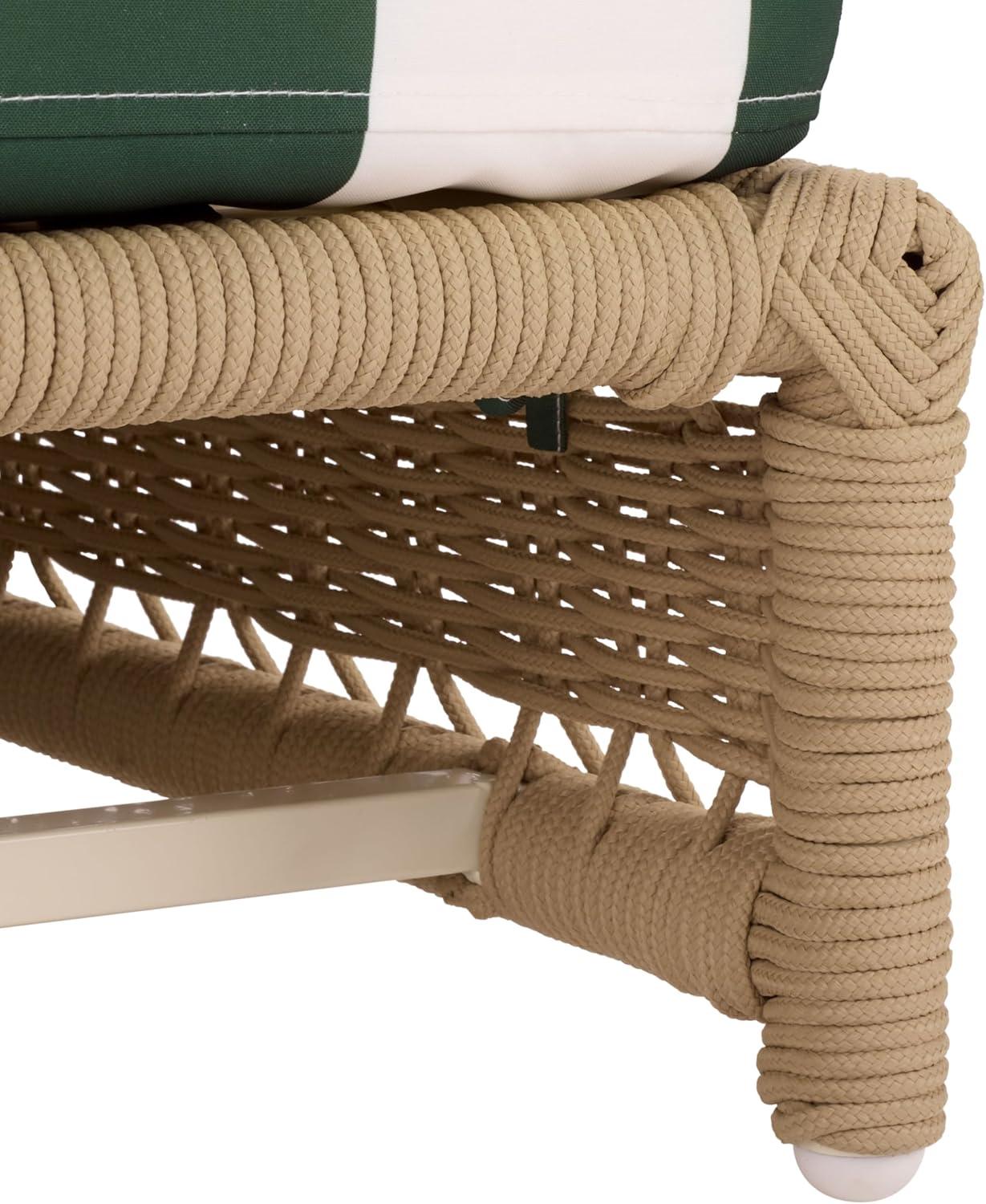 image:imageSAFAVIEH Outdoor Patio Furniture Collection Callan Black Rope amp White Cushion Lounger Fully Assembled Outdoor Chaise Modern LowProfile Design PAT7546BTanHunter Green Stripe