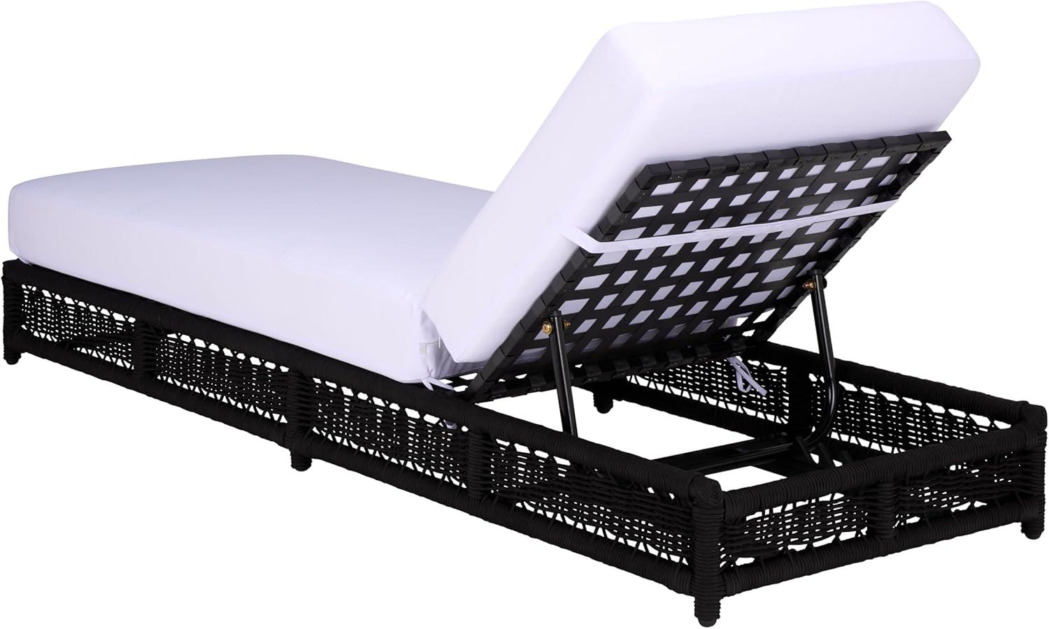 image:imageSAFAVIEH Outdoor Patio Furniture Collection Callan Black Rope amp White Cushion Lounger Fully Assembled Outdoor Chaise Modern LowProfile Design PAT7546BBlackWhite