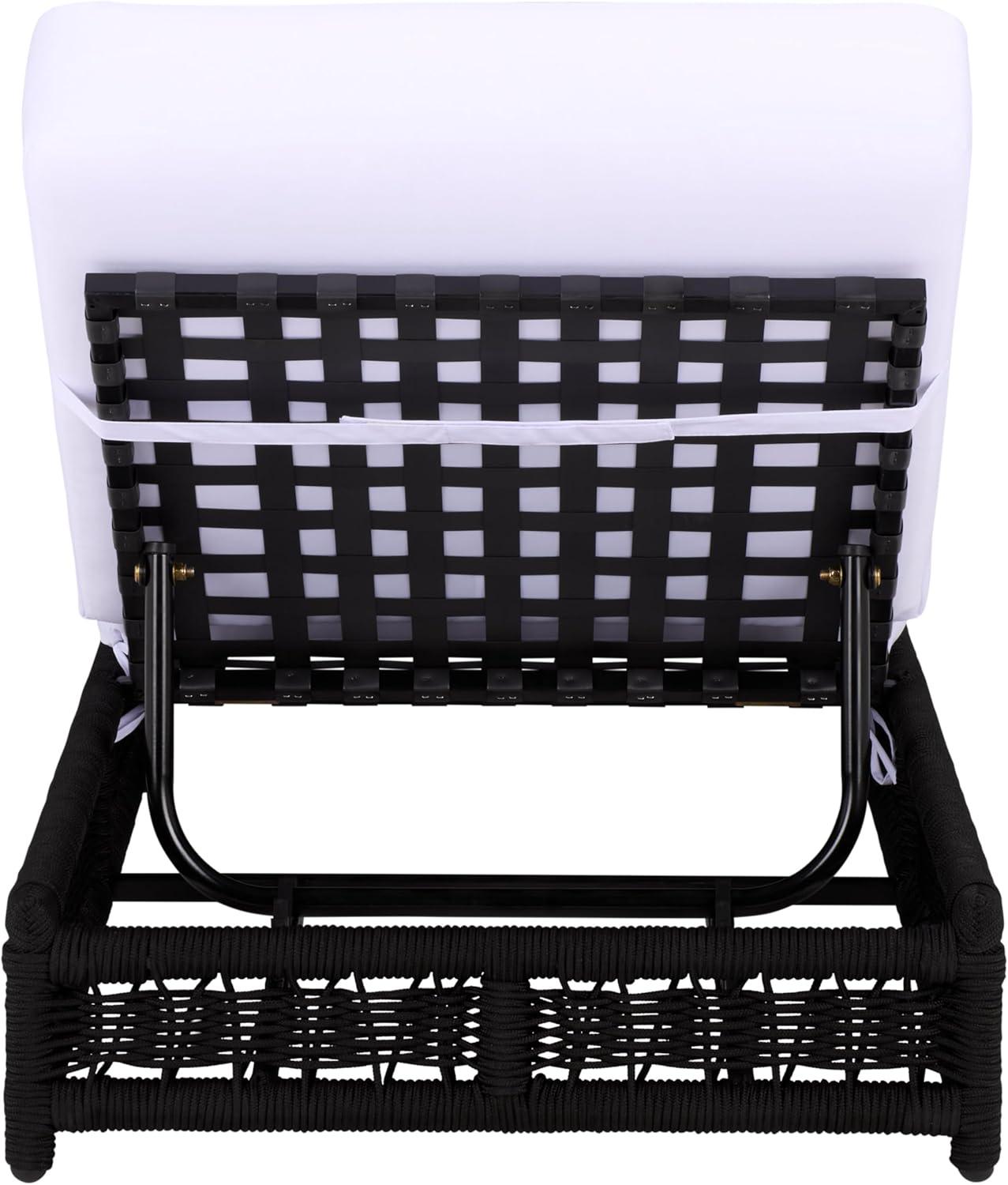 image:imageSAFAVIEH Outdoor Patio Furniture Collection Callan Black Rope amp White Cushion Lounger Fully Assembled Outdoor Chaise Modern LowProfile Design PAT7546BBlackWhite