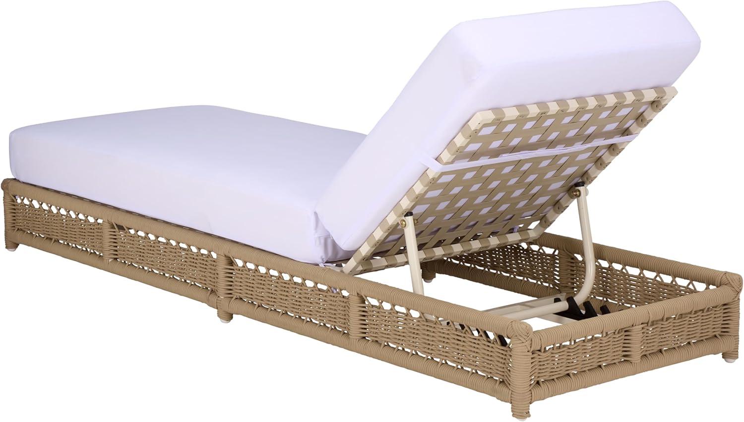 image:imageSAFAVIEH Outdoor Patio Furniture Collection Callan Black Rope amp White Cushion Lounger Fully Assembled Outdoor Chaise Modern LowProfile Design PAT7546BTanWhite