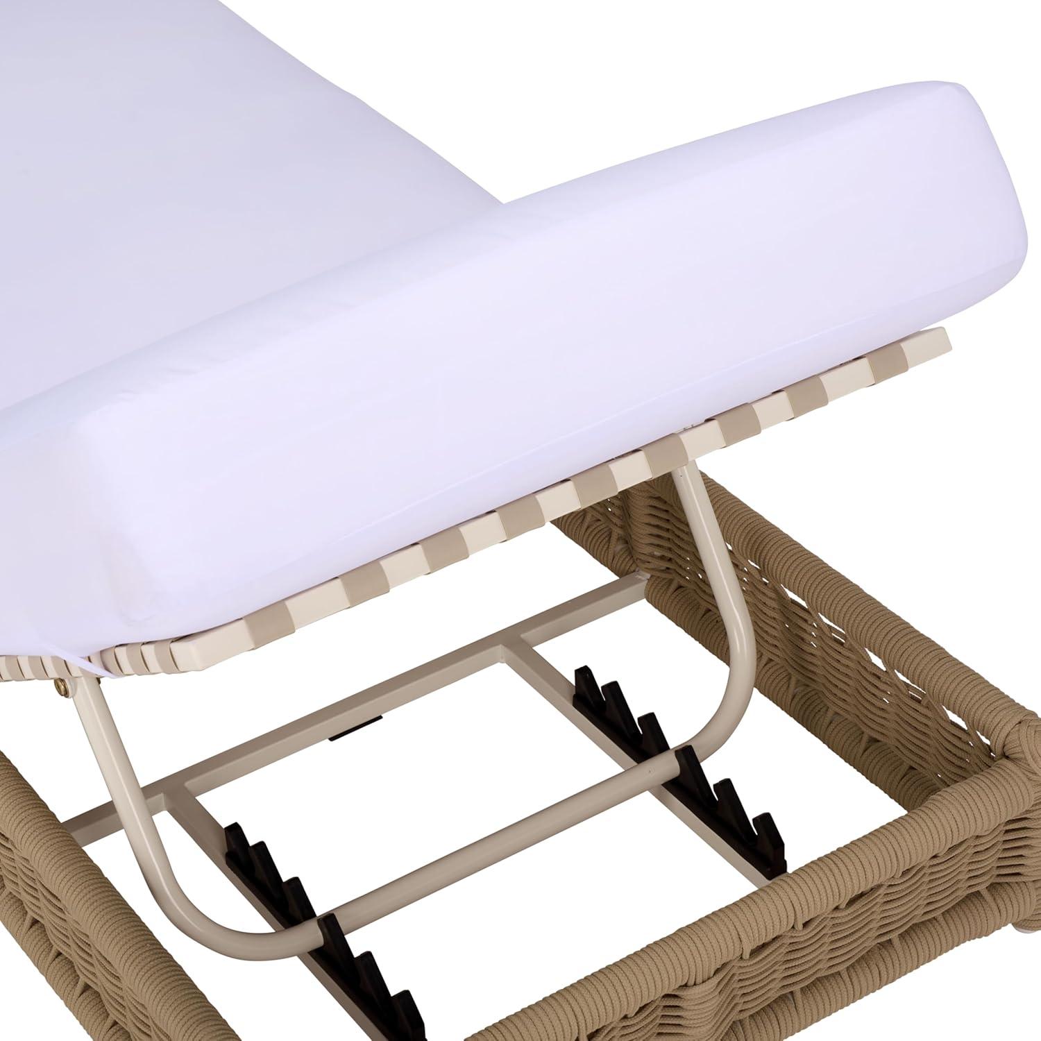 image:imageSAFAVIEH Outdoor Patio Furniture Collection Callan Black Rope amp White Cushion Lounger Fully Assembled Outdoor Chaise Modern LowProfile Design PAT7546BTanWhite