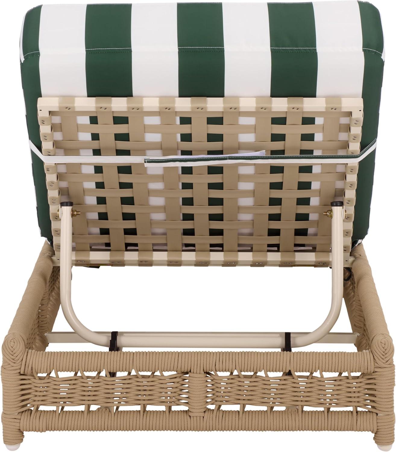 image:imageSAFAVIEH Outdoor Patio Furniture Collection Callan Black Rope amp White Cushion Lounger Fully Assembled Outdoor Chaise Modern LowProfile Design PAT7546BTanHunter Green Stripe