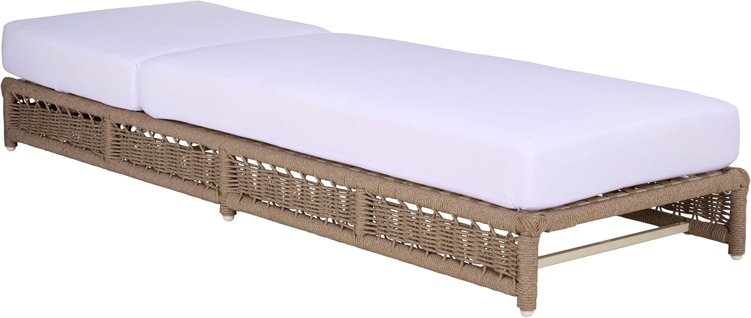 image:imageSAFAVIEH Outdoor Patio Furniture Collection Callan Heather Tan Rope amp White Cushion Lounger Fully Assembled Outdoor Chaise Modern LowProfile Design PAT7547AHeather TanWhite
