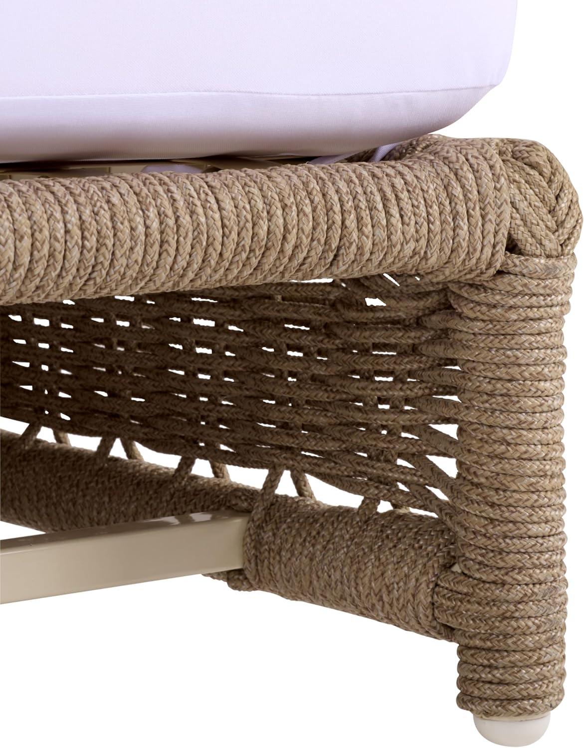 image:imageSAFAVIEH Outdoor Patio Furniture Collection Callan Heather Tan Rope amp White Cushion Lounger Fully Assembled Outdoor Chaise Modern LowProfile Design PAT7547AHeather TanWhite