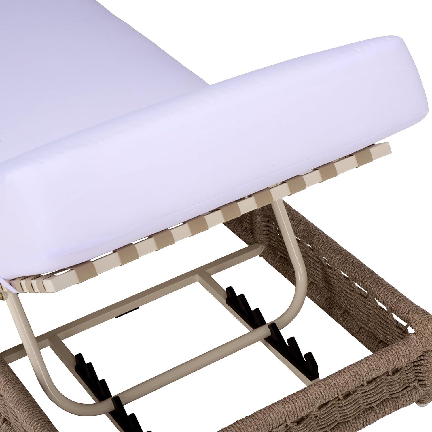 image:imageSAFAVIEH Outdoor Patio Furniture Collection Callan Heather Tan Rope amp White Cushion Lounger Fully Assembled Outdoor Chaise Modern LowProfile Design PAT7547AHeather TanWhite