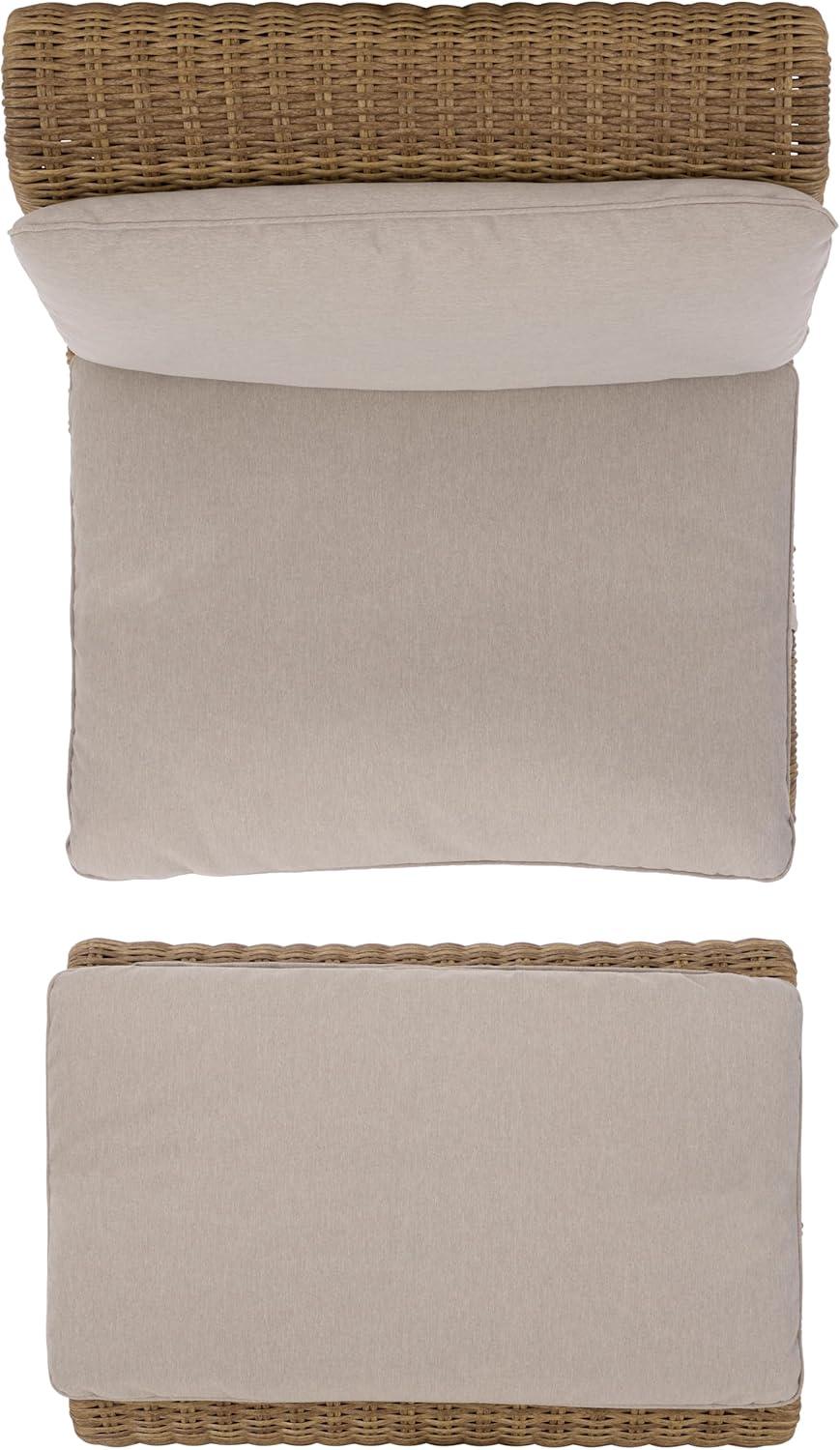 image:imageSAFAVIEH Outdoor Patio Furniture Collection Drew Rattan Lounge Chair amp Ottoman Set with Cushions Fully Assembled PAT7542NaturalTaupe