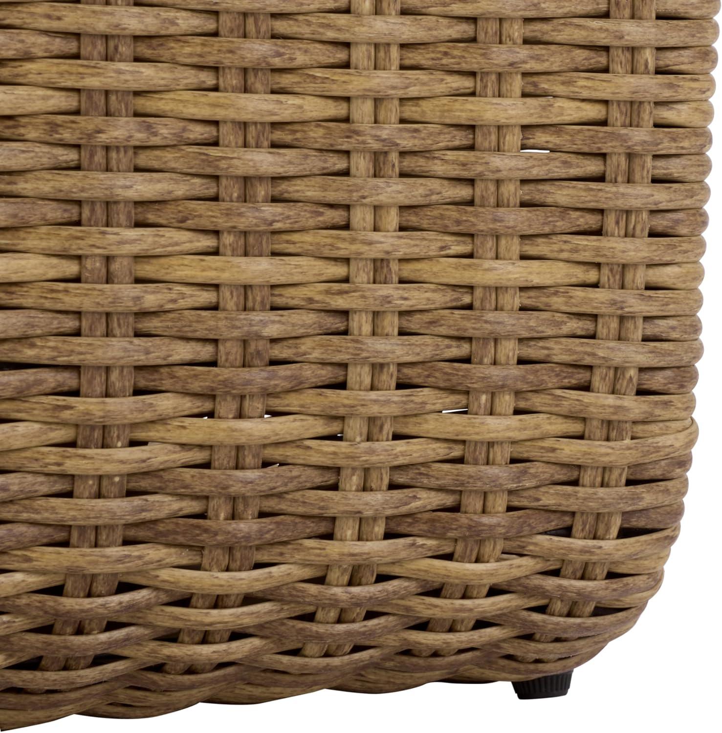 image:imageSAFAVIEH Outdoor Patio Furniture Collection Drew Rattan Lounge Chair amp Ottoman Set with Cushions Fully Assembled PAT7542NaturalTaupe
