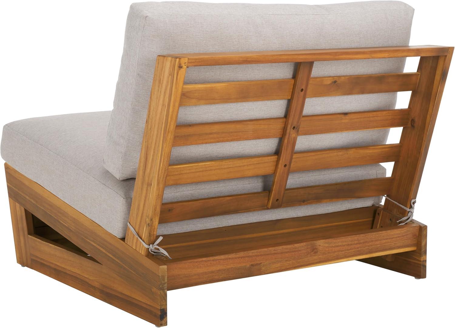 image:imageSAFAVIEH Outdoor Patio Furniture Collection Dune Lounge Chair Set of 2 Solid Wood Outdoor Seating with Light Grey Cushions Modern Relaxed Design PAT7328BSET2NaturalLight Grey