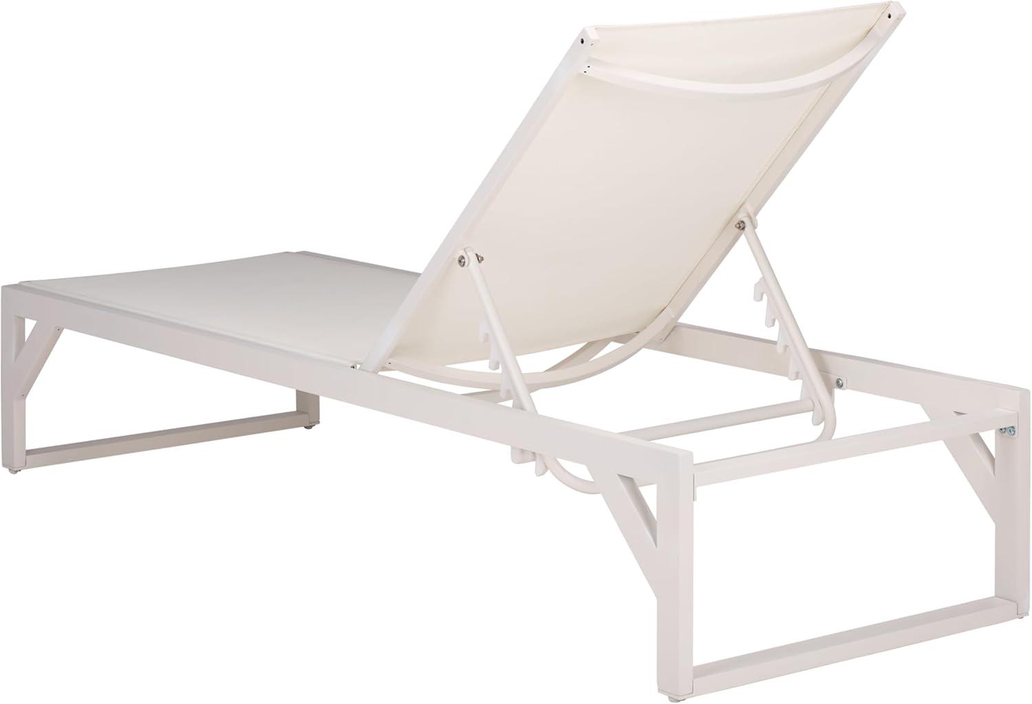 image:imageSAFAVIEH Outdoor Patio Furniture Collection Jordan White amp White Aluminum Lounger Adjustable Modern Outdoor Reclining Chaise PAT7560BWhiteWhite