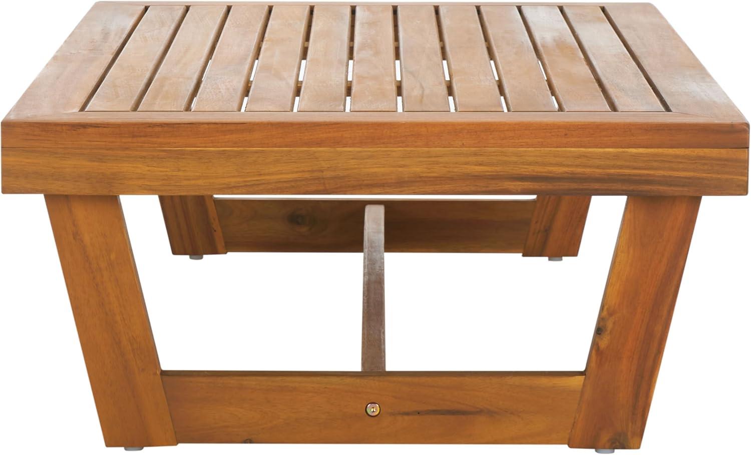 image:imageSAFAVIEH Outdoor Patio Furniture Collection Lynn Natural Brown Slatted Top Solid Wood Coffee Table PAT7330A