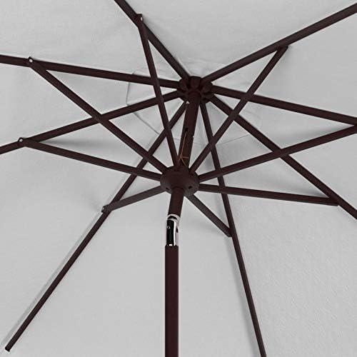 image:imageSAFAVIEH Outdoor Zimmerman UV Protected 11ft Round Market UmbrellaWhite