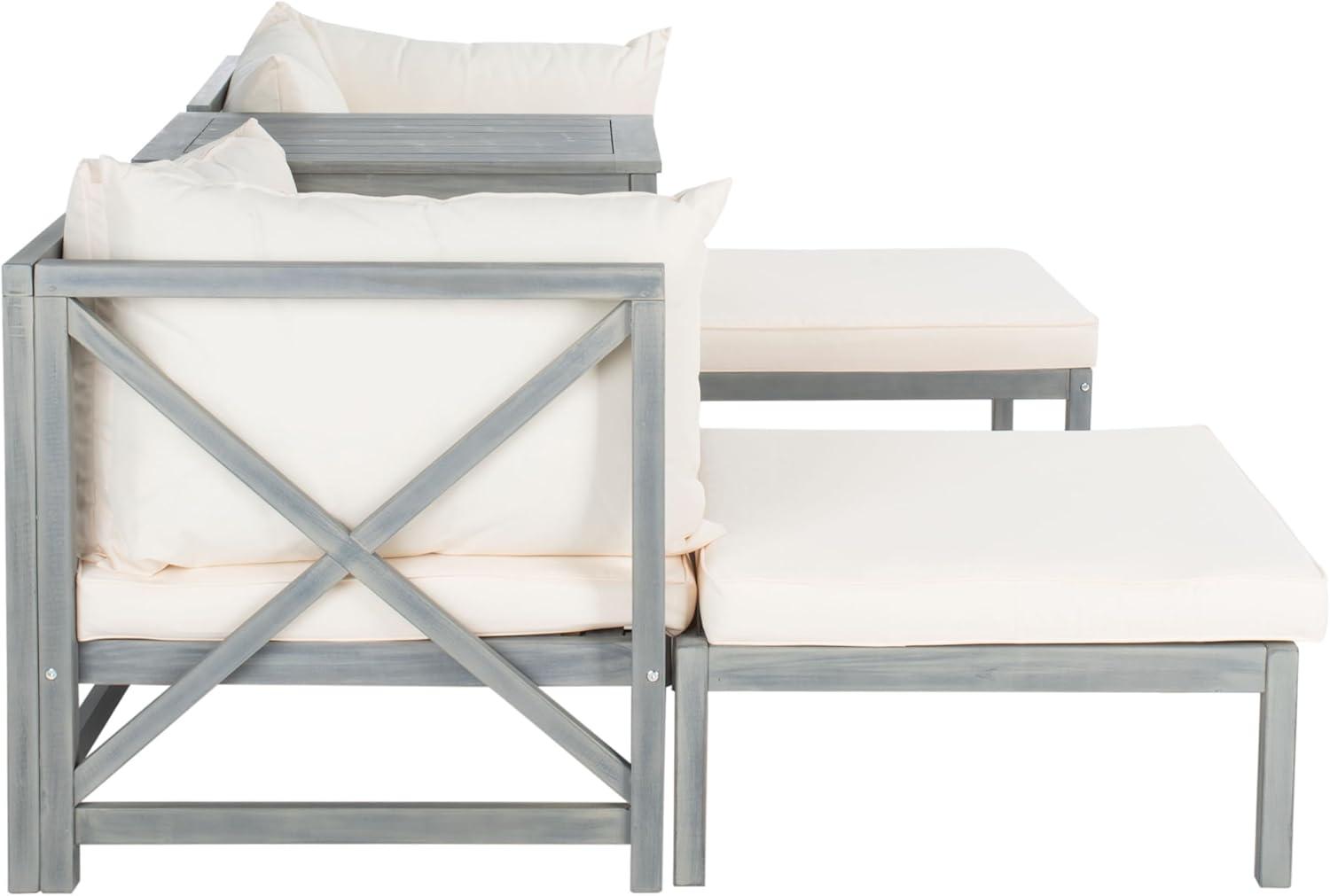 image:imageSAFAVIEH PAT6762A Outdoor Collection Ronson 5Piece Dining SetAsh GreyBeige