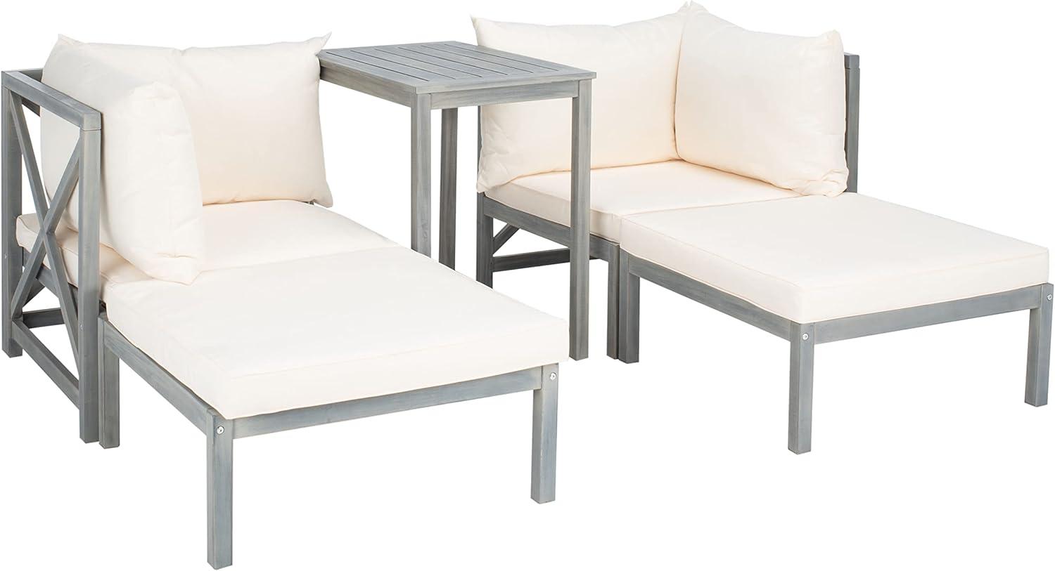 image:imageSAFAVIEH PAT6762A Outdoor Collection Ronson 5Piece Dining SetAsh GreyBeige