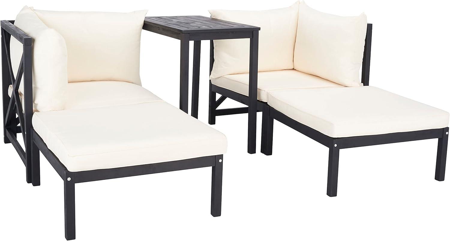 image:imageSAFAVIEH PAT6762A Outdoor Collection Ronson 5Piece Dining SetDark Slate GrayBeige