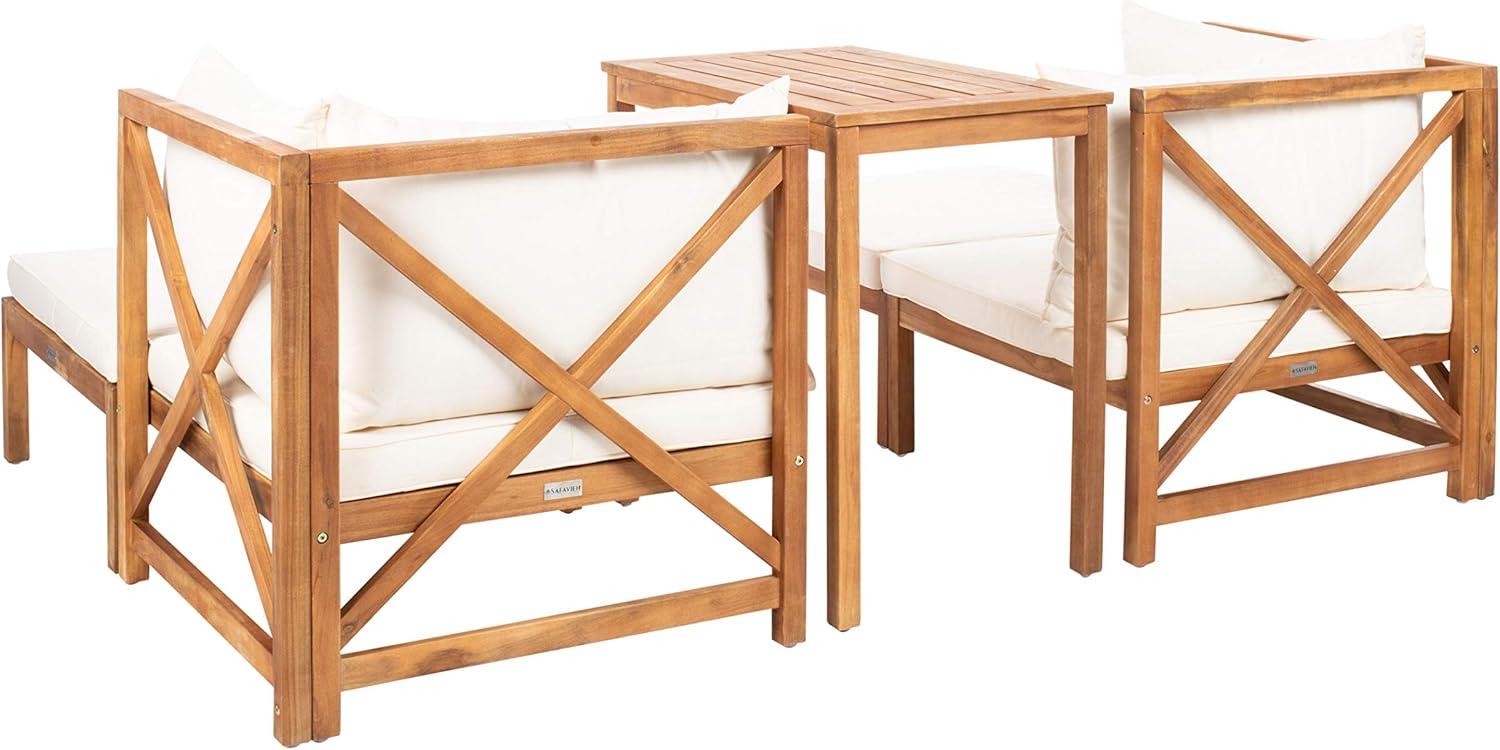 image:imageSAFAVIEH PAT6762A Outdoor Collection Ronson 5Piece Dining SetNaturalBeige