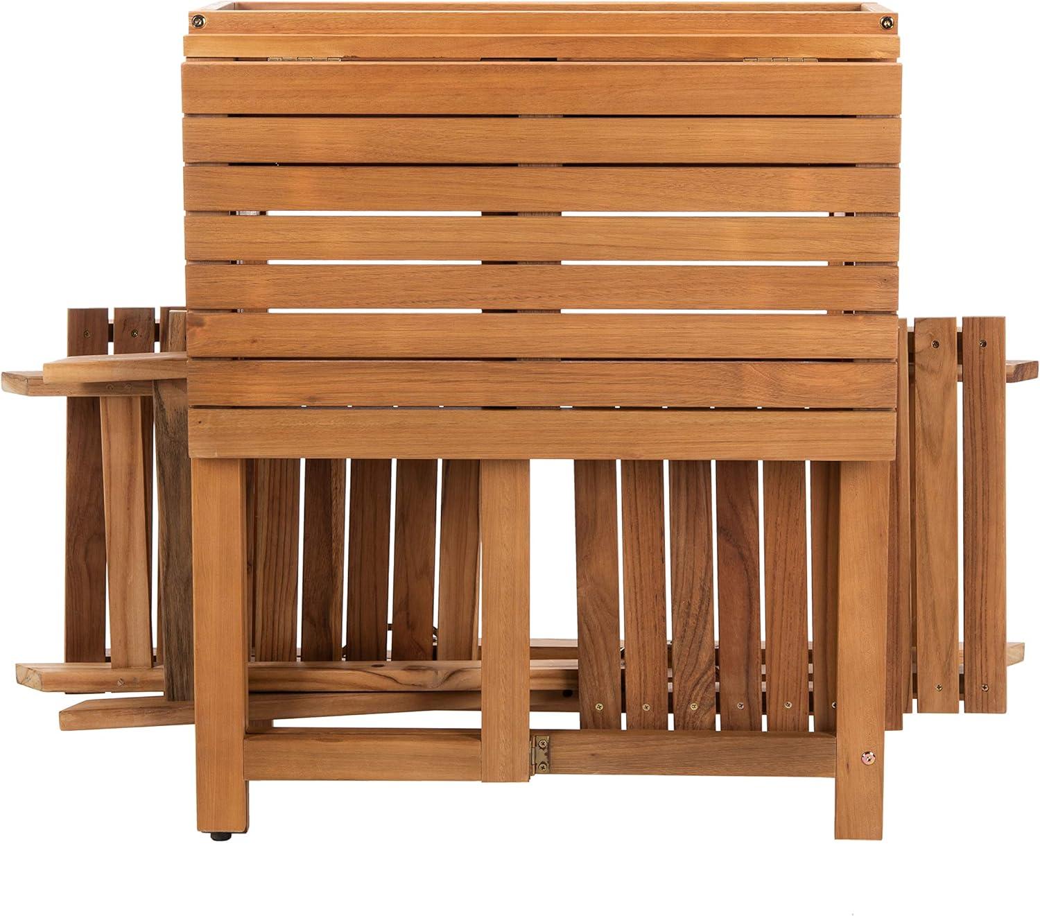 image:imageSAFAVIEH PAT7046A Outdoor Collection Walten Natural Flower Shelf 3Piece Bistro SetNatural