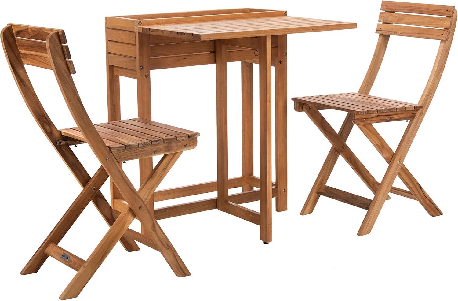 image:imageSAFAVIEH PAT7046A Outdoor Collection Walten Natural Flower Shelf 3Piece Bistro SetNatural