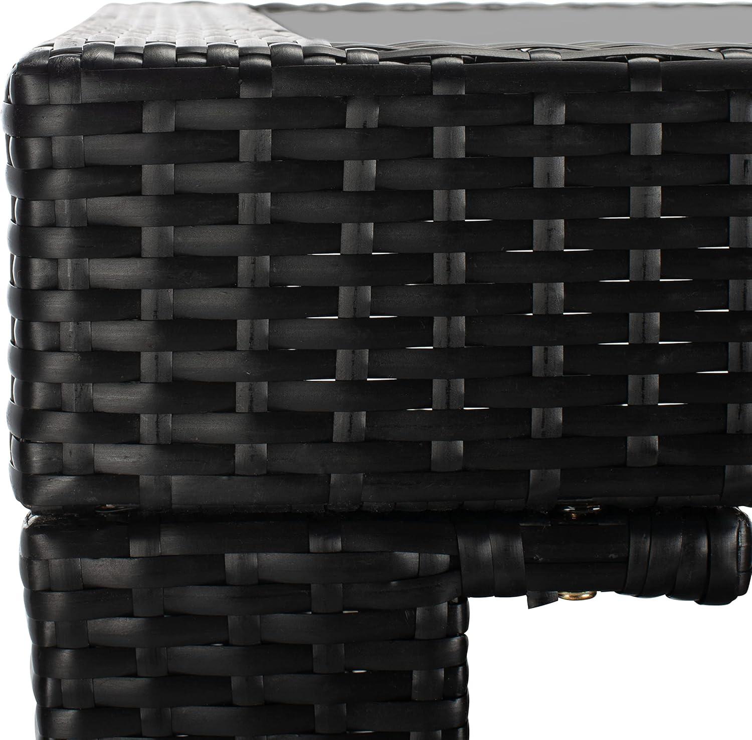 image:imageSAFAVIEH PAT7502A Outdoor Collection Horus Black and Beige Cushions 7Piece Dining SetBlackBeige