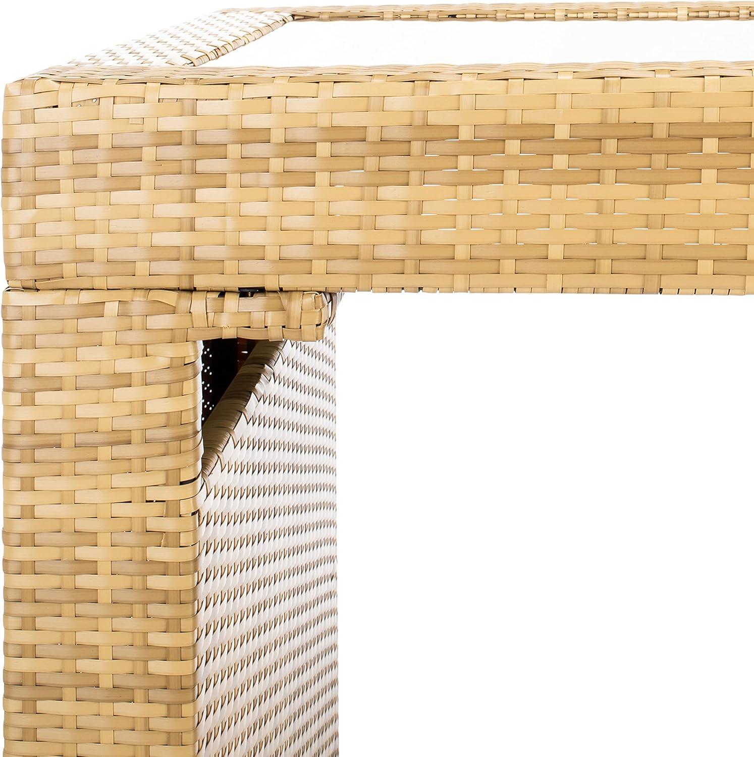 image:imageSAFAVIEH PAT7502A Outdoor Collection Horus Black and Beige Cushions 7Piece Dining SetNaturalWhite