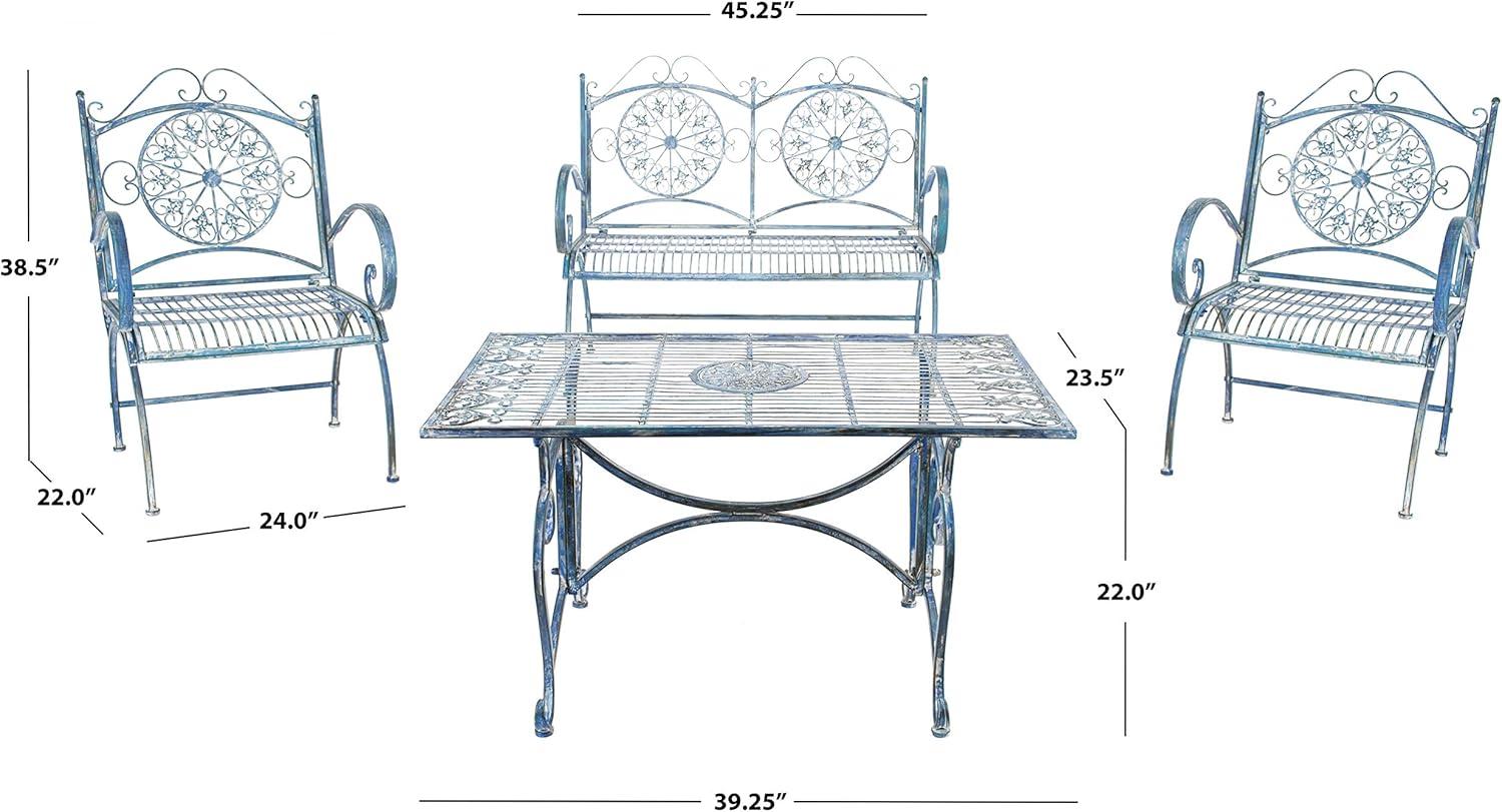 image:imageSafavieh 4 Piece Outdoor Collection Sophie Patio SetMossy Blue